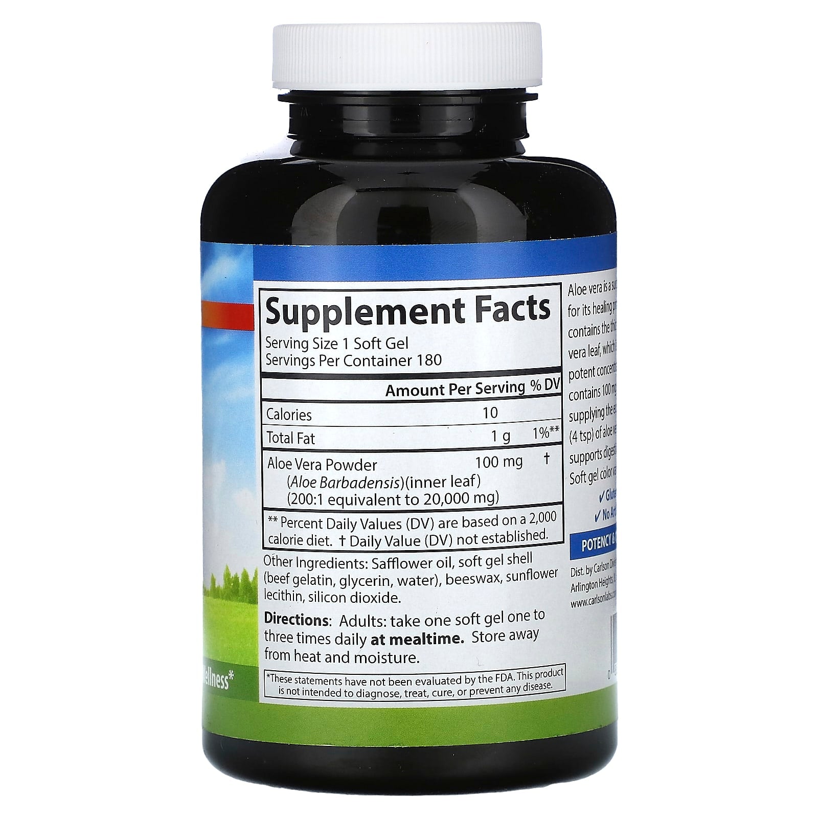 Carlson Golden Aloe Digestive Support 100mg, 180 Soft Gels - Image 2