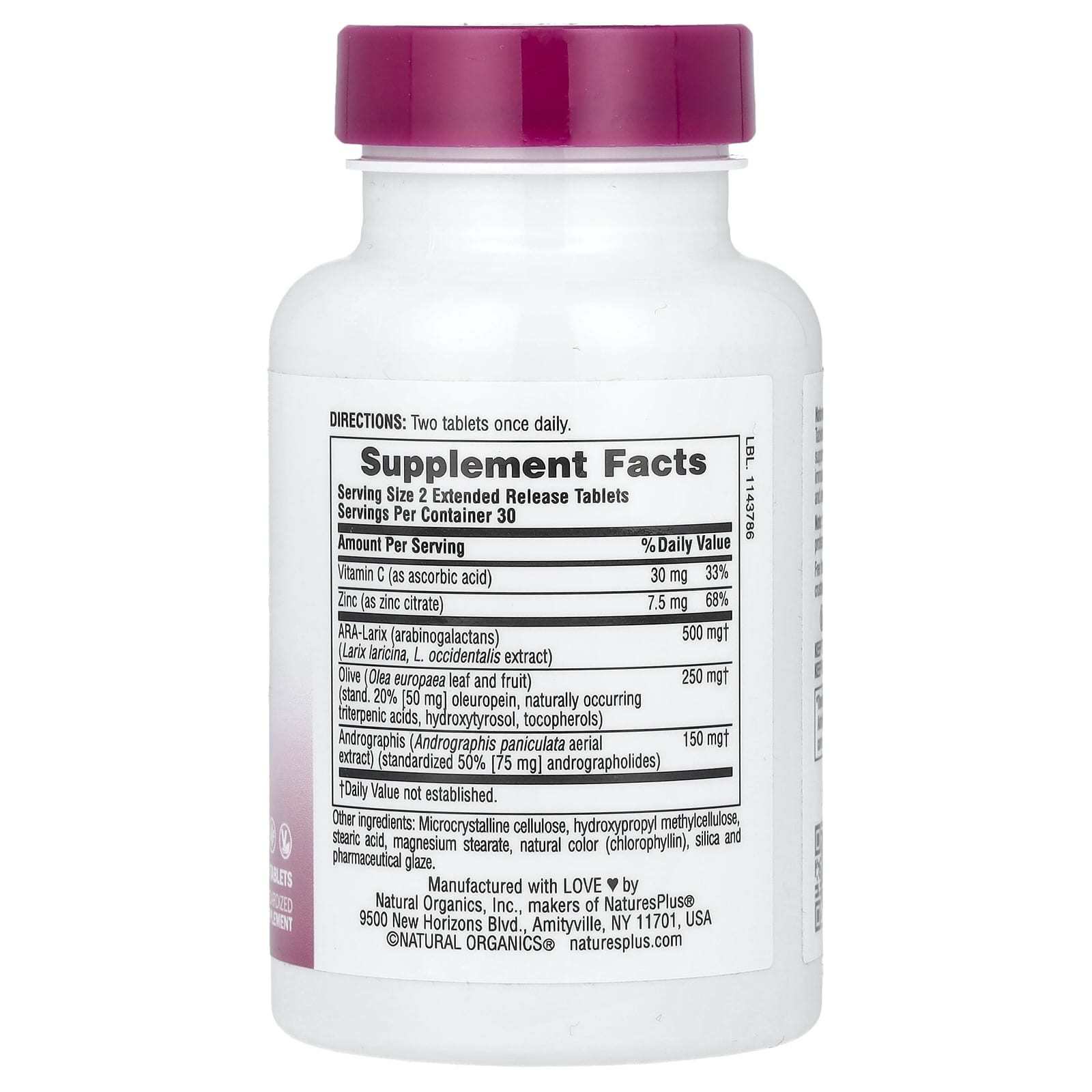 NaturesPlus, Herbal Actives, Extended Release Tri-Immune™, 60 Tablets - Image 2