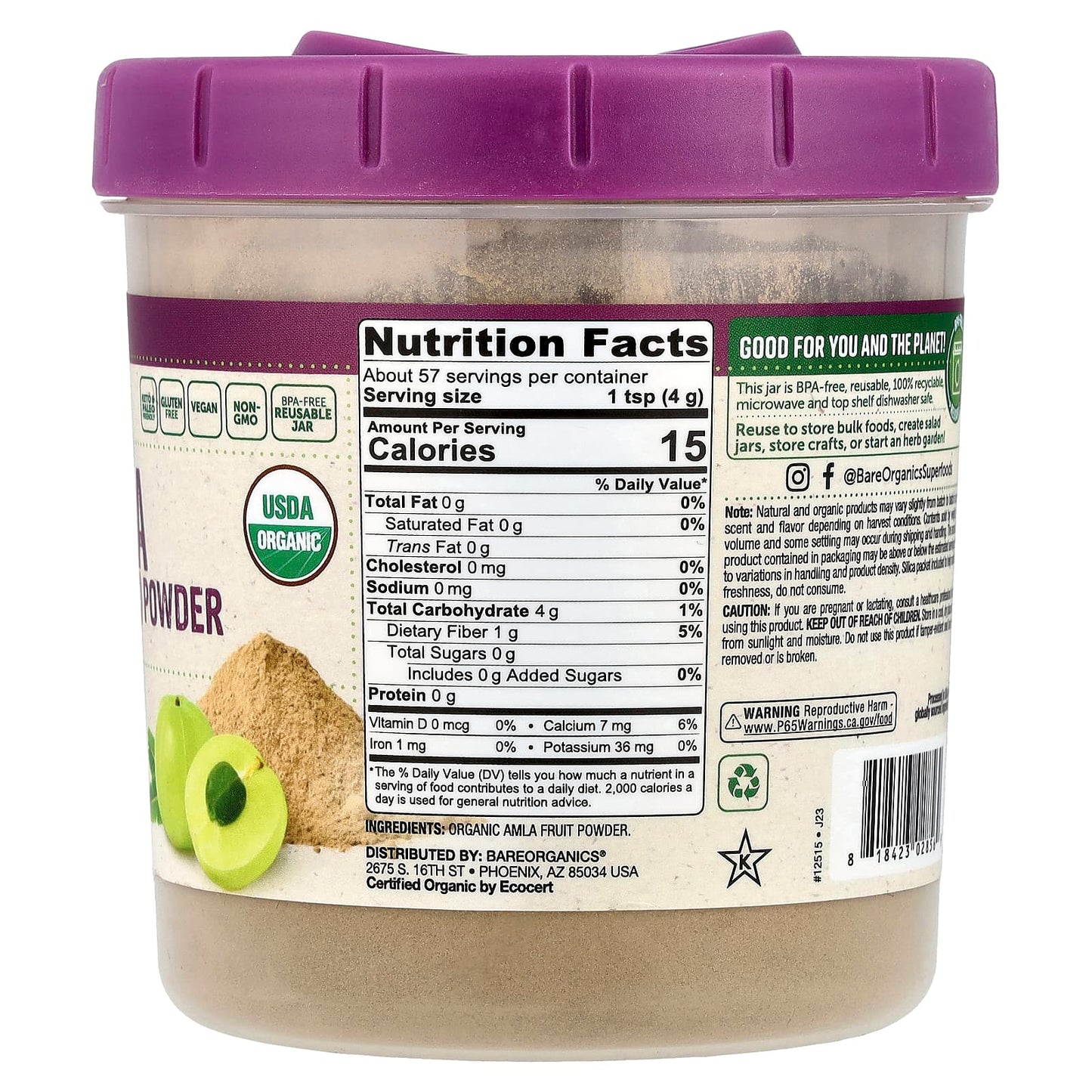 BareOrganics Organic Amla Powder, 8 oz for Immune Support - Image 2