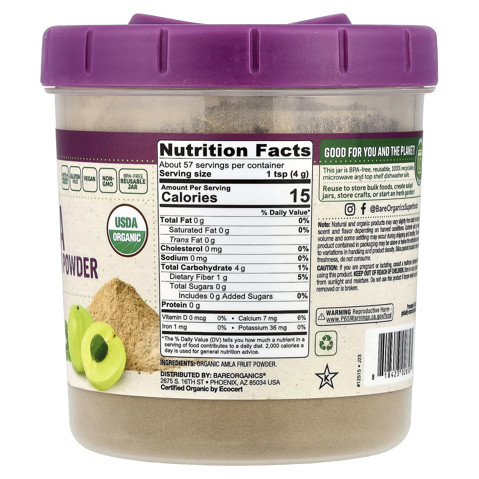 BareOrganics Organic Amla Powder, 8 oz for Immune Support - Image 2