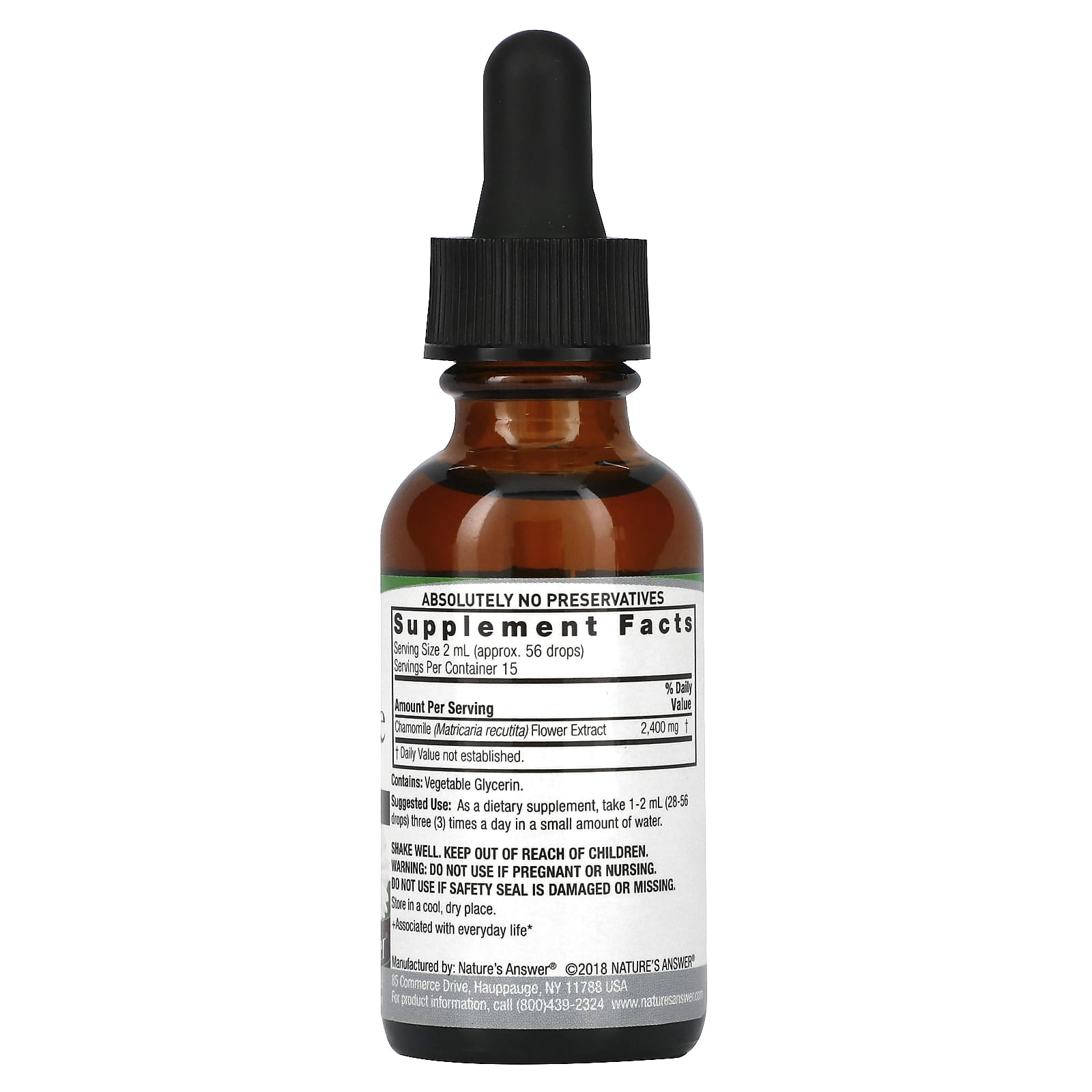 Nature's Answer, Chamomile Extract, Alcohol Free, 2,400 mg, 1 fl oz (30 ml) - Image 2