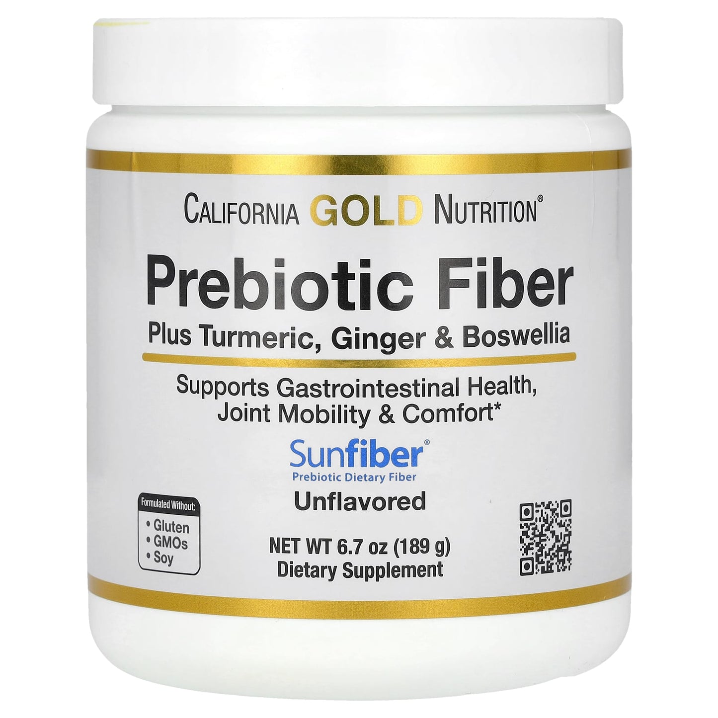 California Gold Nutrition: Prebiotic Fiber + Turmeric & Ginger Support - Image 1