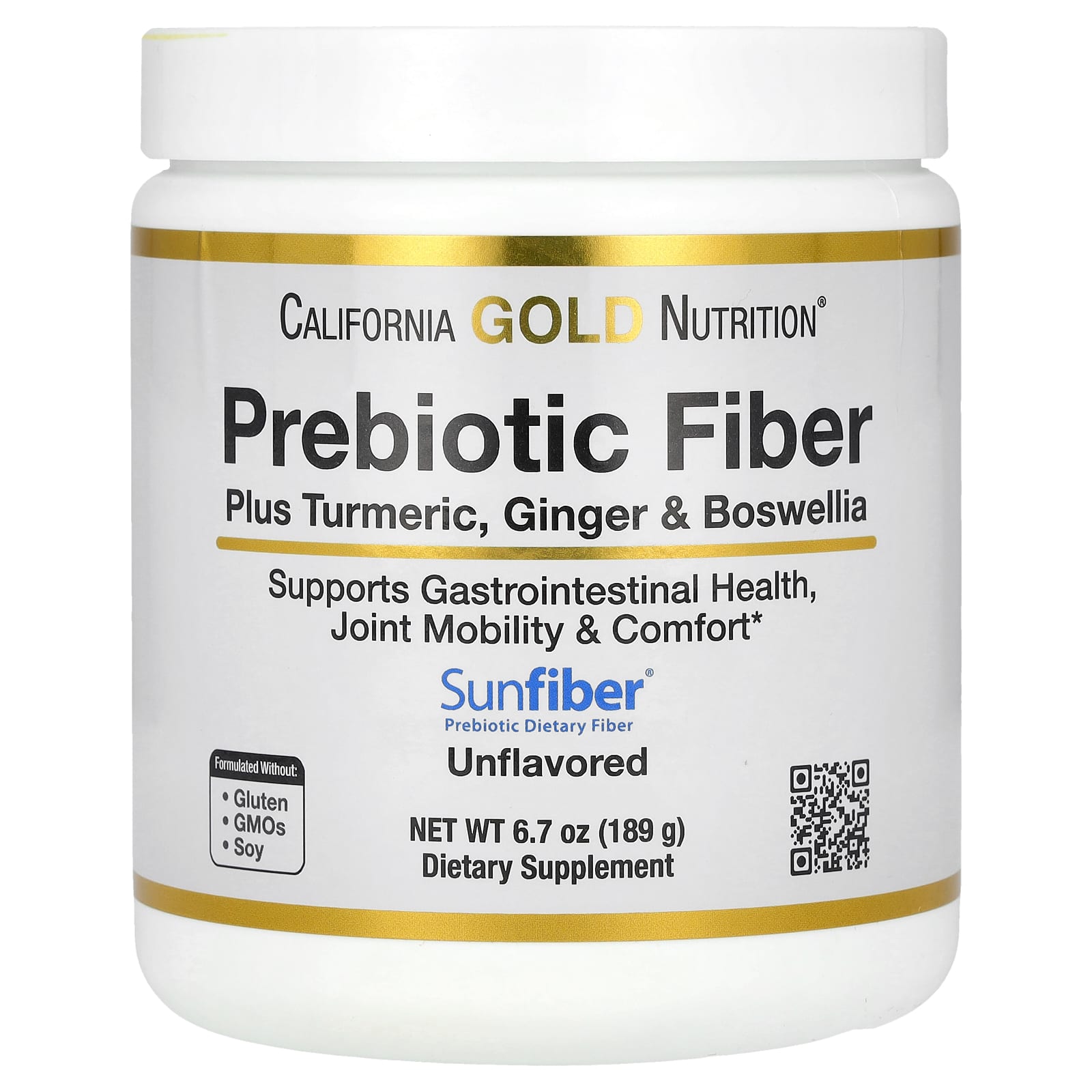 California Gold Nutrition: Prebiotic Fiber + Turmeric & Ginger Support - Image 1