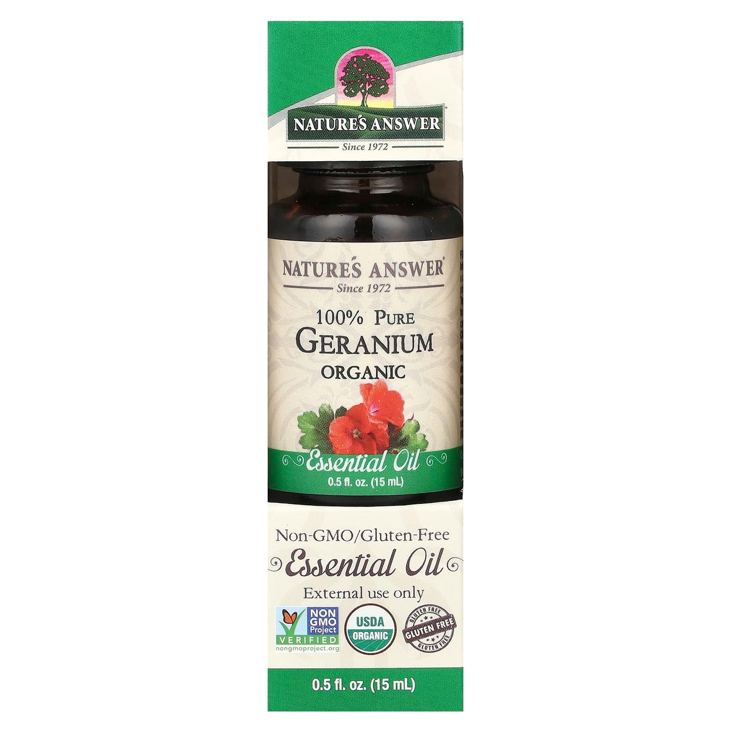 Nature's Answer, 100% Pure Organic Essential Oil, Geranium, 0.5 fl oz (15 ml) - Image 2