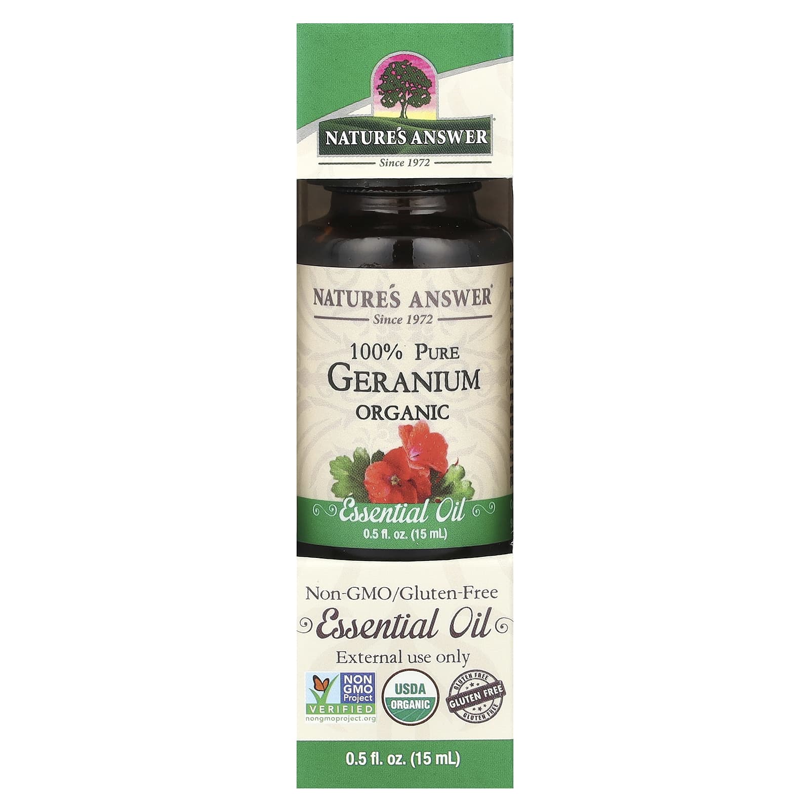 Nature's Answer, 100% Pure Organic Essential Oil, Geranium, 0.5 fl oz (15 ml) - Image 2