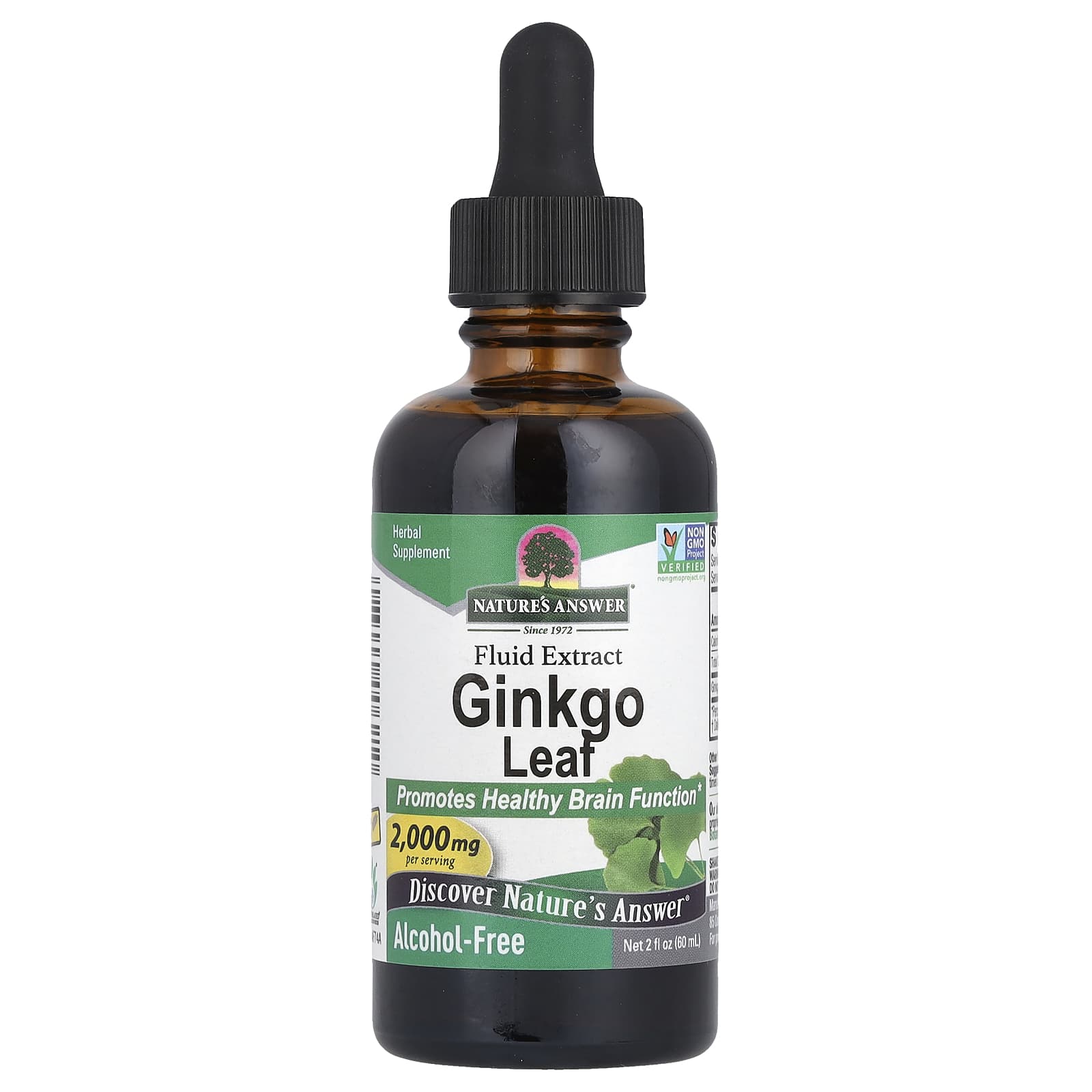 Nature's Answer, Ginkgo Leaf, Fluid Extract, Alcohol-Free, 2 fl oz (60 ml) - Image 1