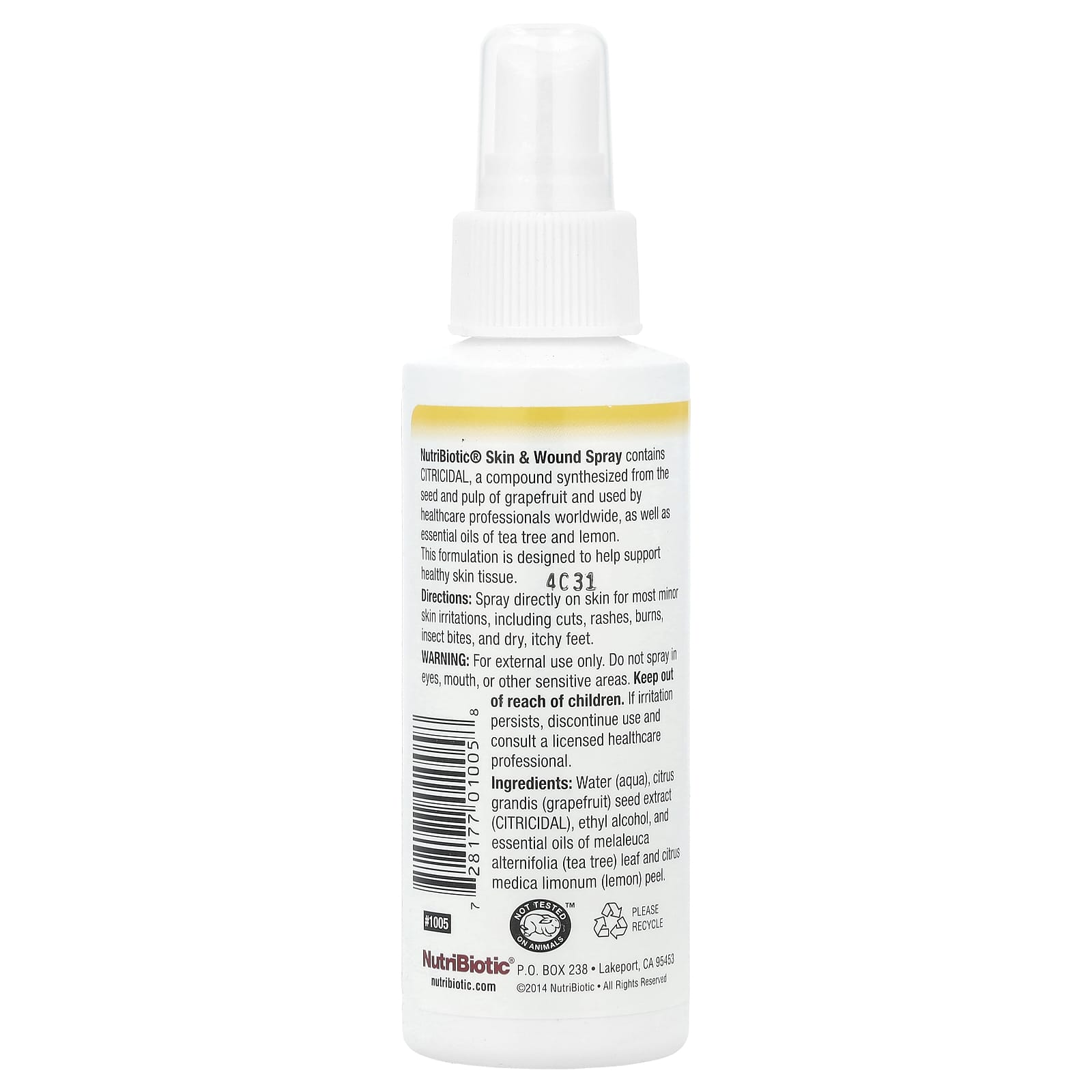 NutriBiotic, Skin & Wound Spray with Grapefruit Seed Extract, 4 fl oz (118 ml) - Image 2
