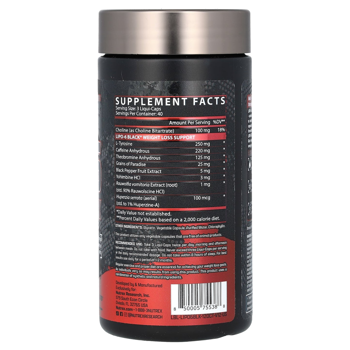 Nutrex Research, LIPO 6, Black, 120 Liqui-Caps - Image 2