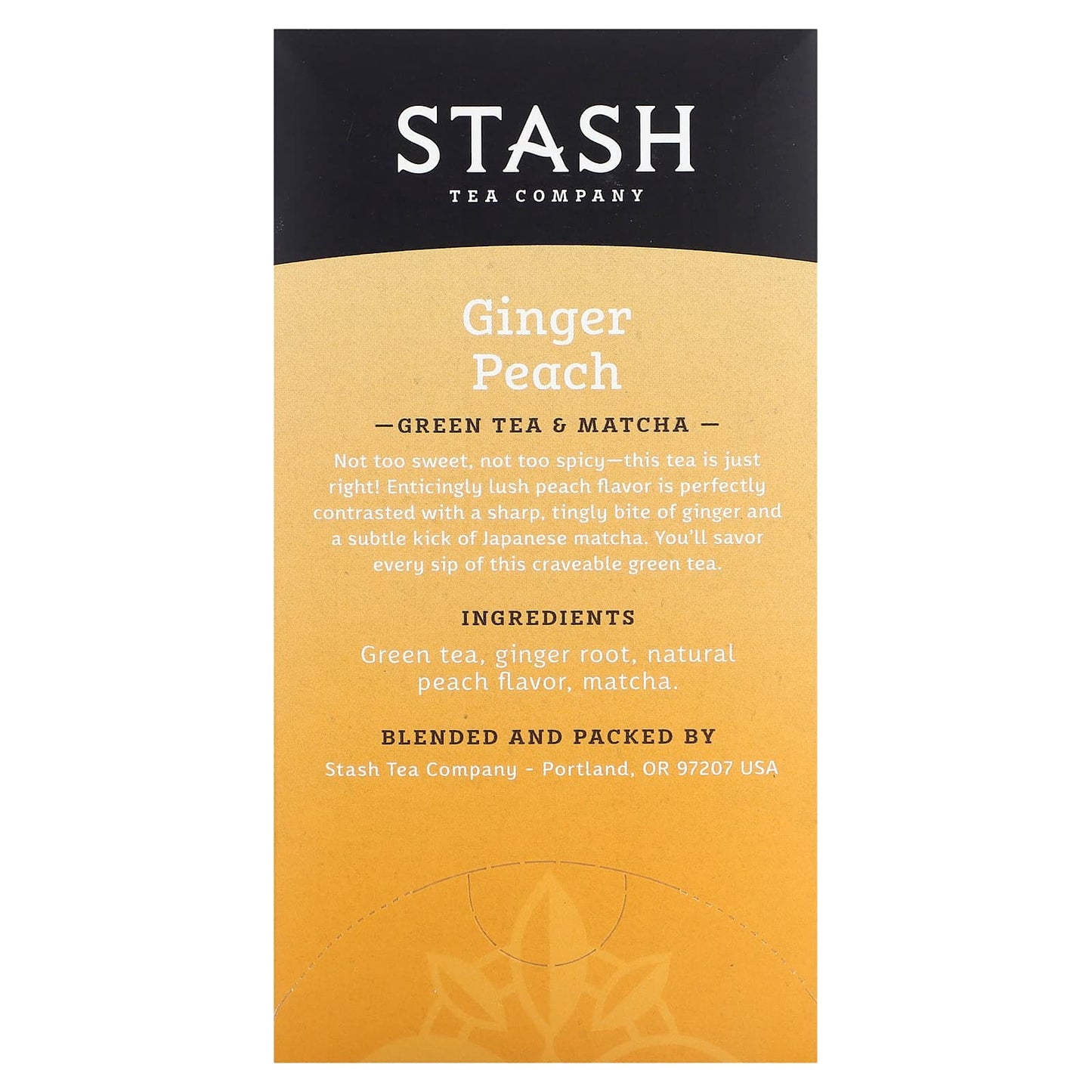 Stash Tea, Green Tea & Matcha, Ginger Peach, 18 Tea Bags, 1.2 oz (36 g) - Image 2