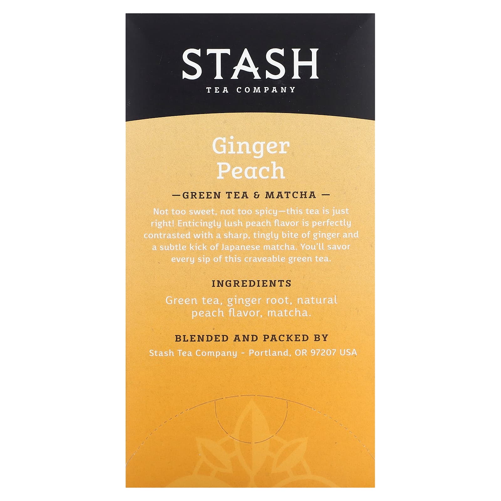 Stash Tea, Green Tea & Matcha, Ginger Peach, 18 Tea Bags, 1.2 oz (36 g) - Image 2