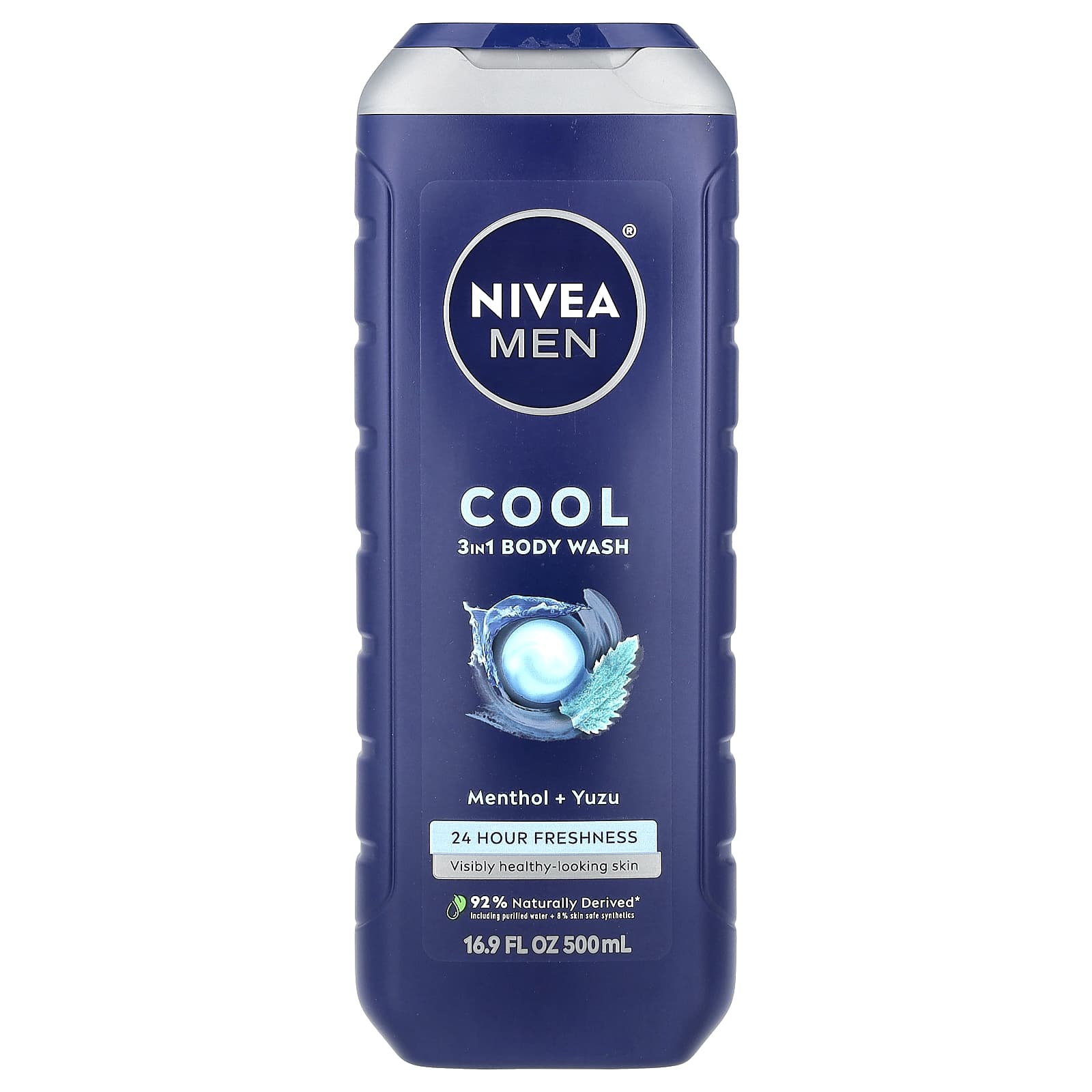 Nivea, Men, Cool 3 in 1 Body Wash, Menthol & Yuzu, 16.9 fl oz (500 ml) - Image 1