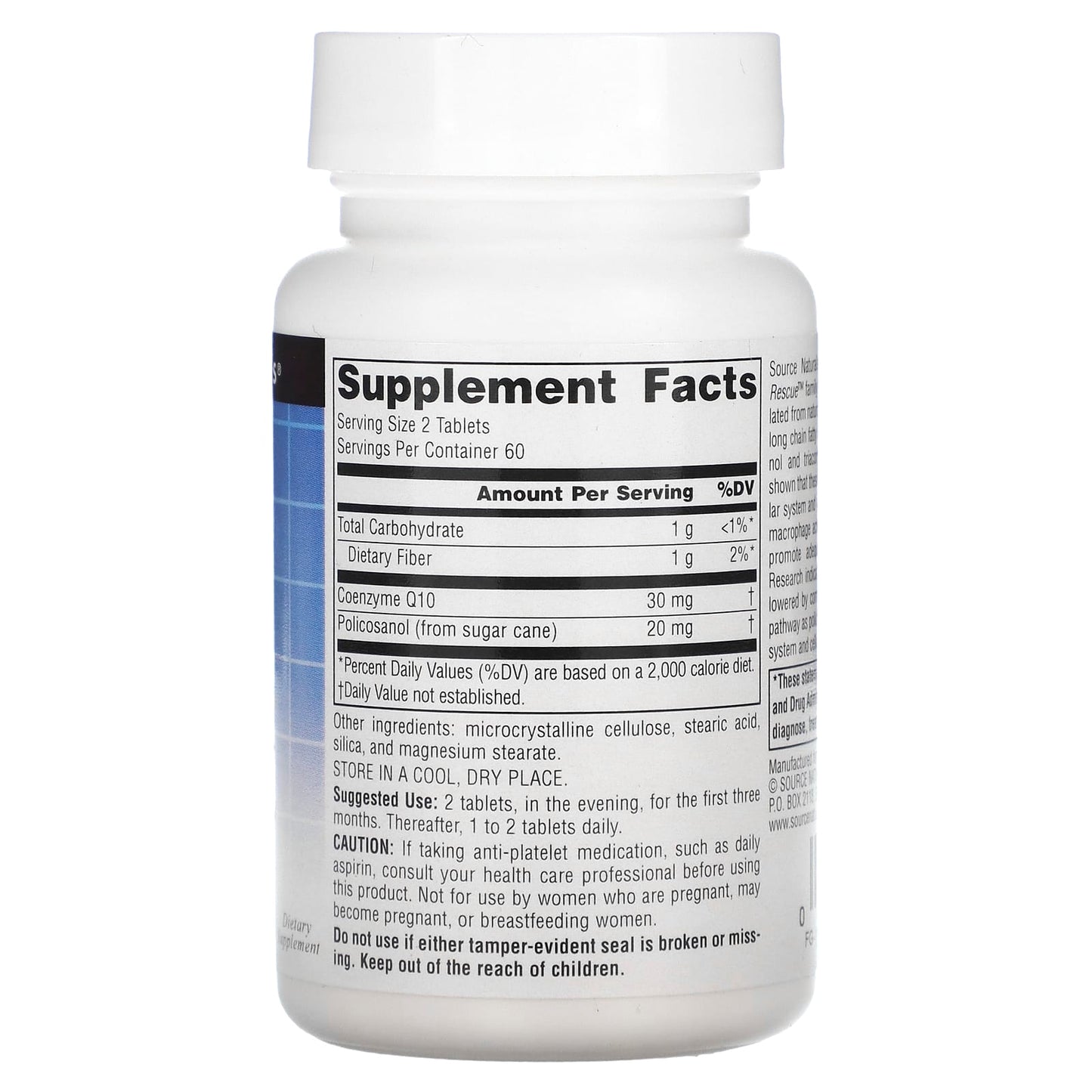 Source Naturals, Policosanol With Coenzyme Q10, 10 mg, 120 Tablets - Image 2