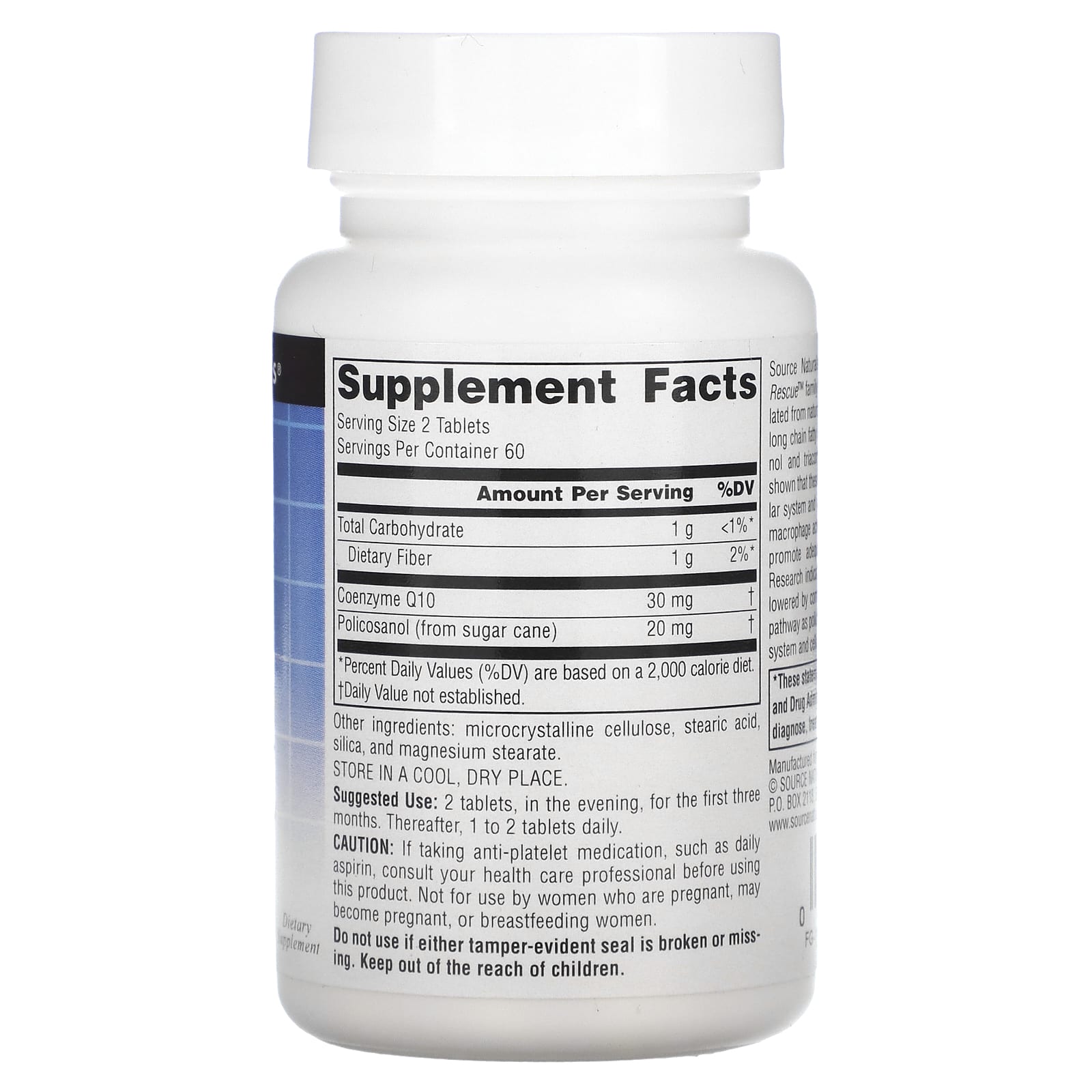 Source Naturals, Policosanol With Coenzyme Q10, 10 mg, 120 Tablets - Image 2