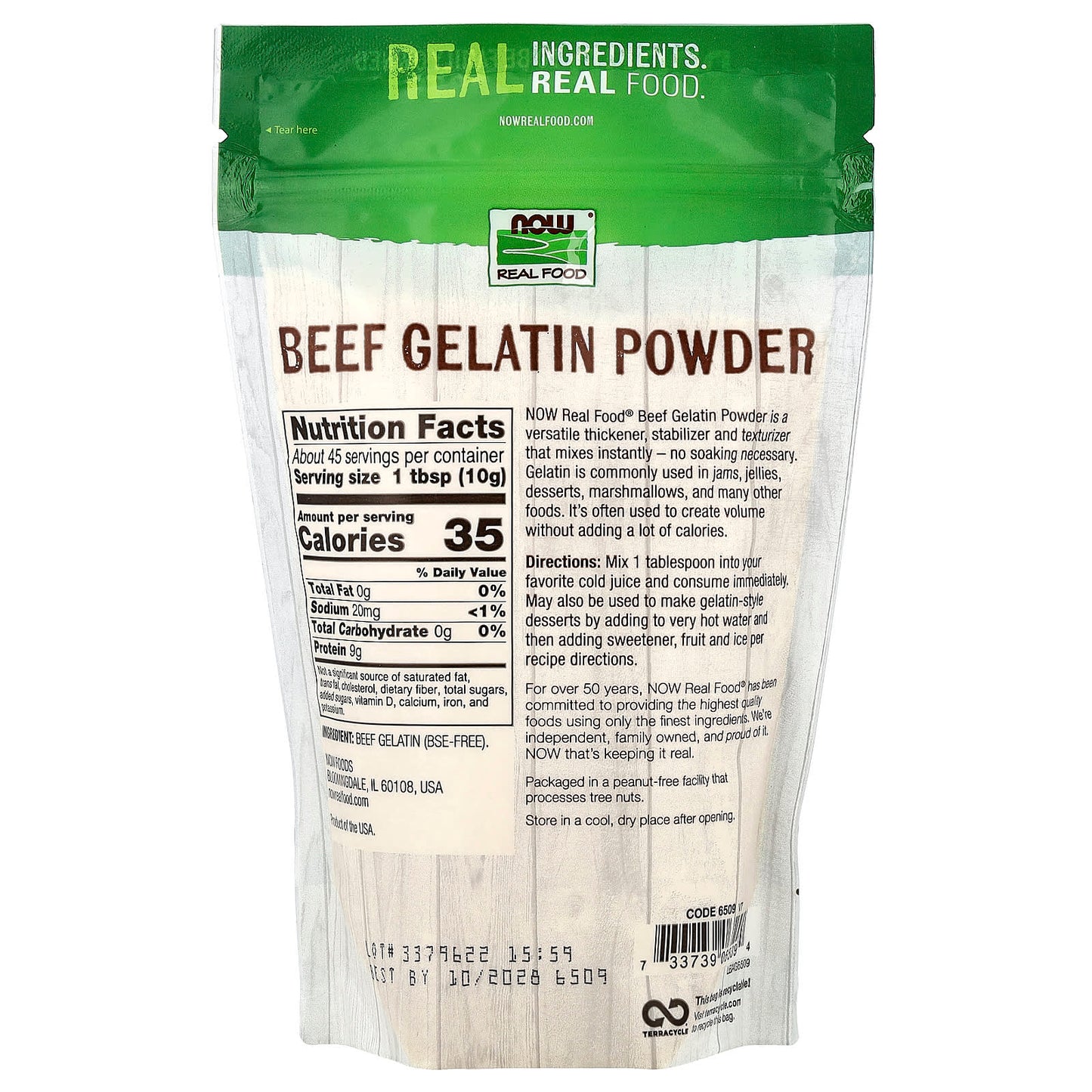 NOW Foods, Real Food, Beef Gelatin Powder, 1 lb (454 g) - Image 2