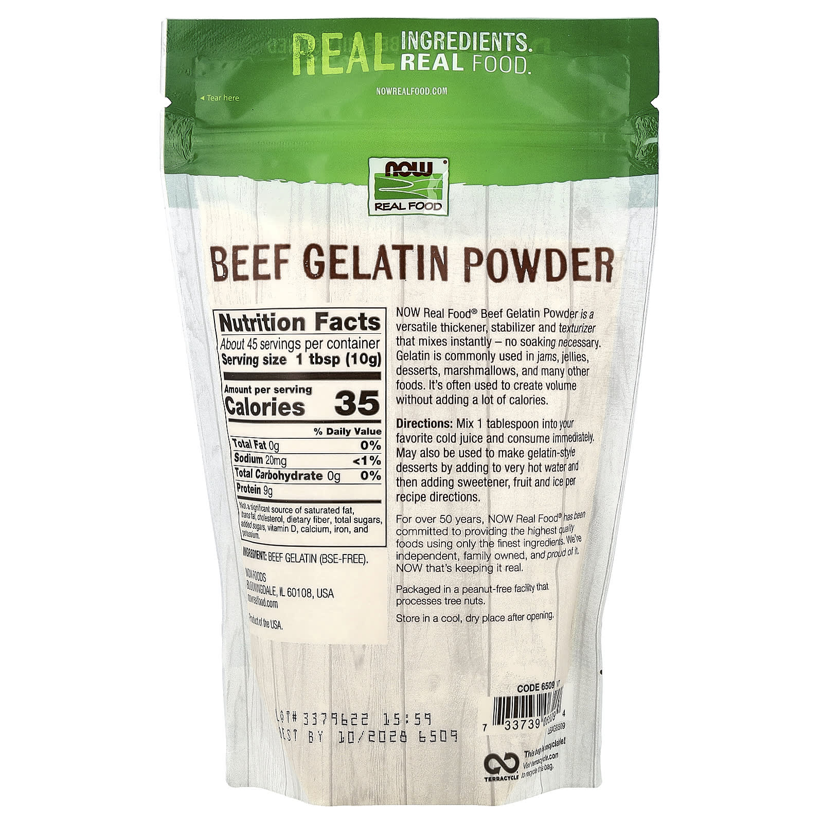 NOW Foods, Real Food, Beef Gelatin Powder, 1 lb (454 g) - Image 2