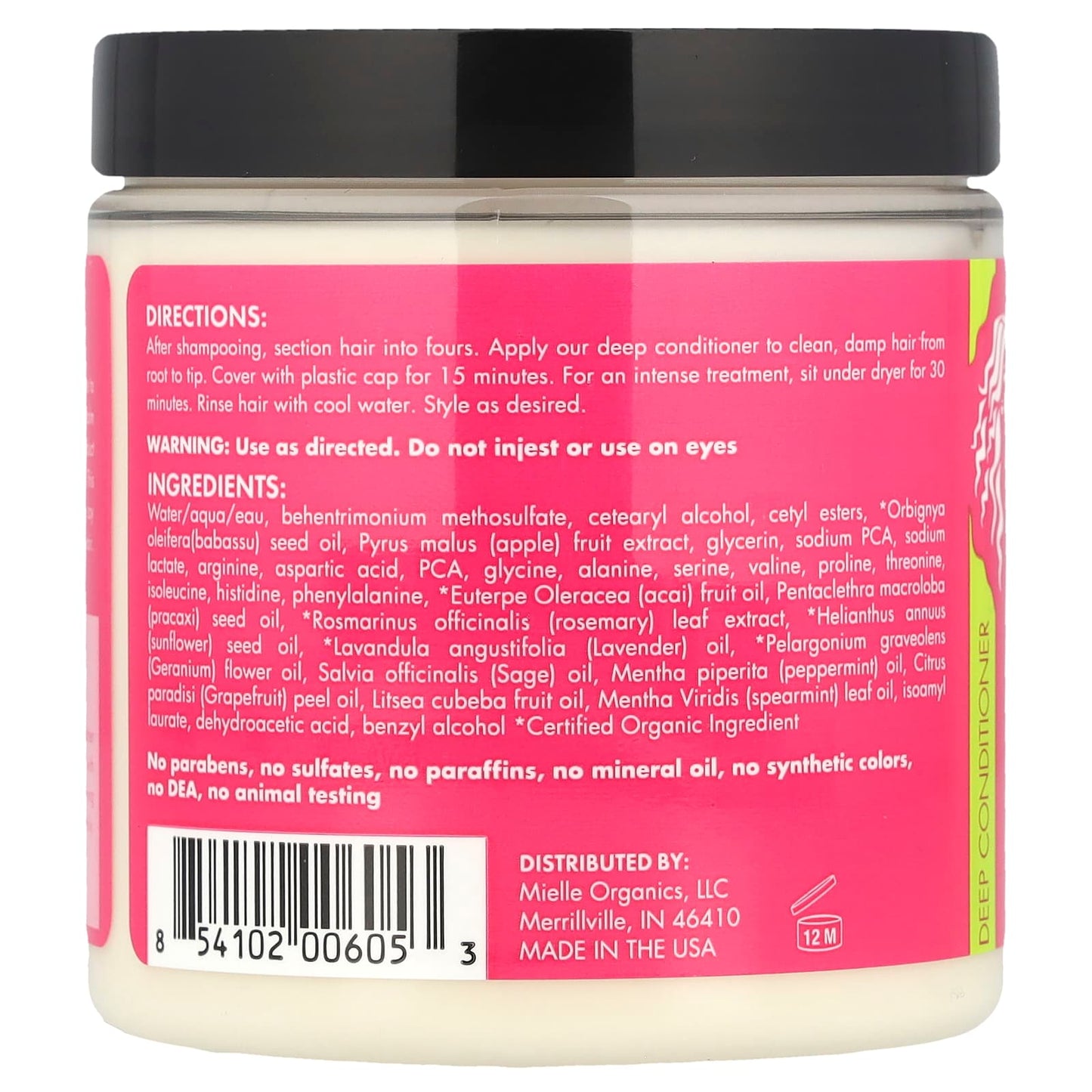 Mielle, Deep Conditioner, For All Hair Types, Babassu & Mint, 8 oz (227 g) - Image 2
