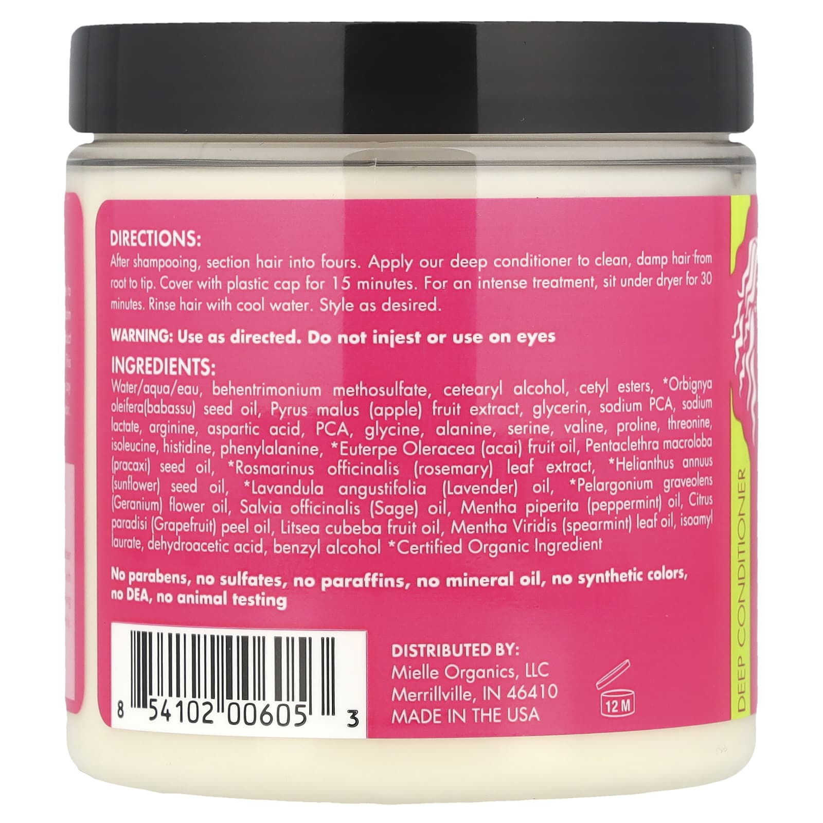 Mielle, Deep Conditioner, For All Hair Types, Babassu & Mint, 8 oz (227 g) - Image 2