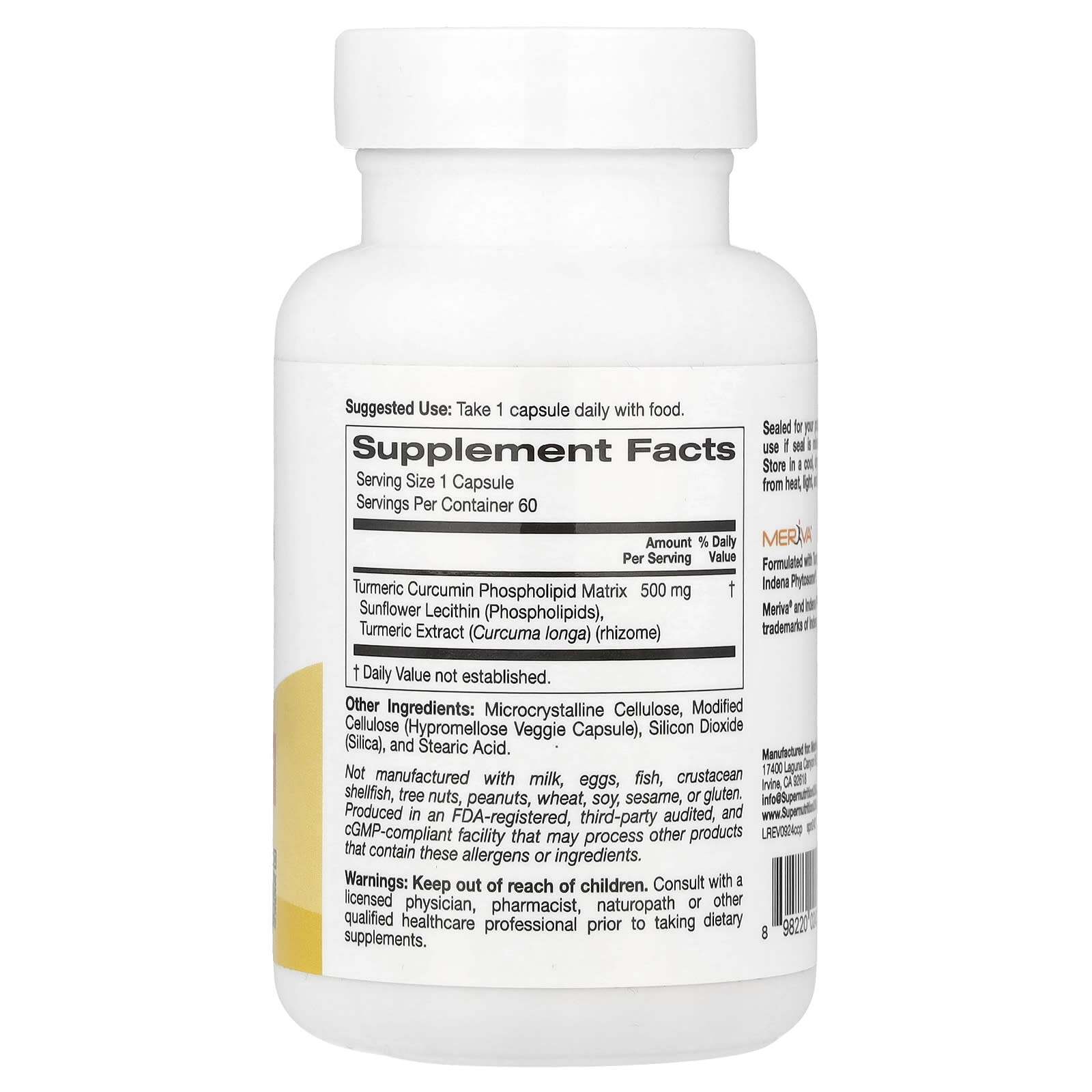 Turmeric Curcumin Phytosome Meriva 500mg for Joint & Bone Health - Image 2