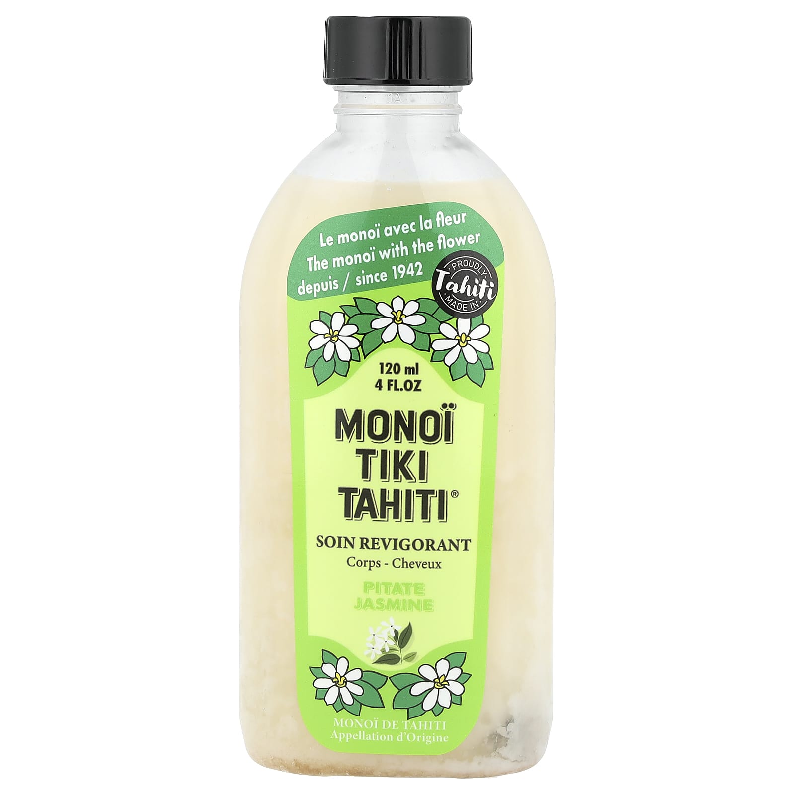 Monoi Tiare Tahiti, Monoi Tiki Tahiti®,, Coconut Oil, Pitate Jasmine, 4 fl oz (120 ml) - Image 1