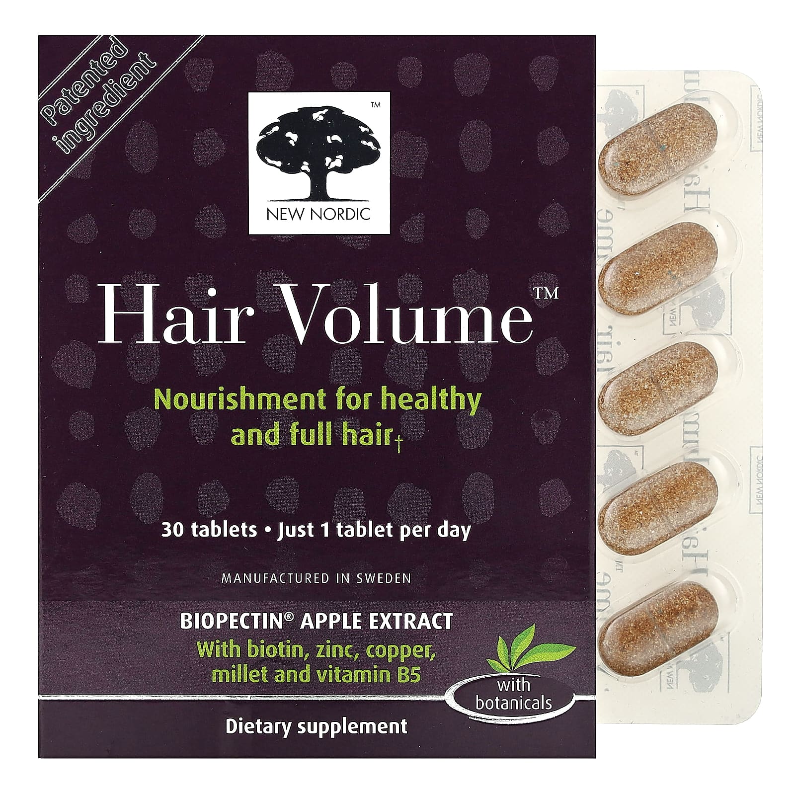 New Nordic, Hair Volume with Botanicals, 30 Tablets - Image 1