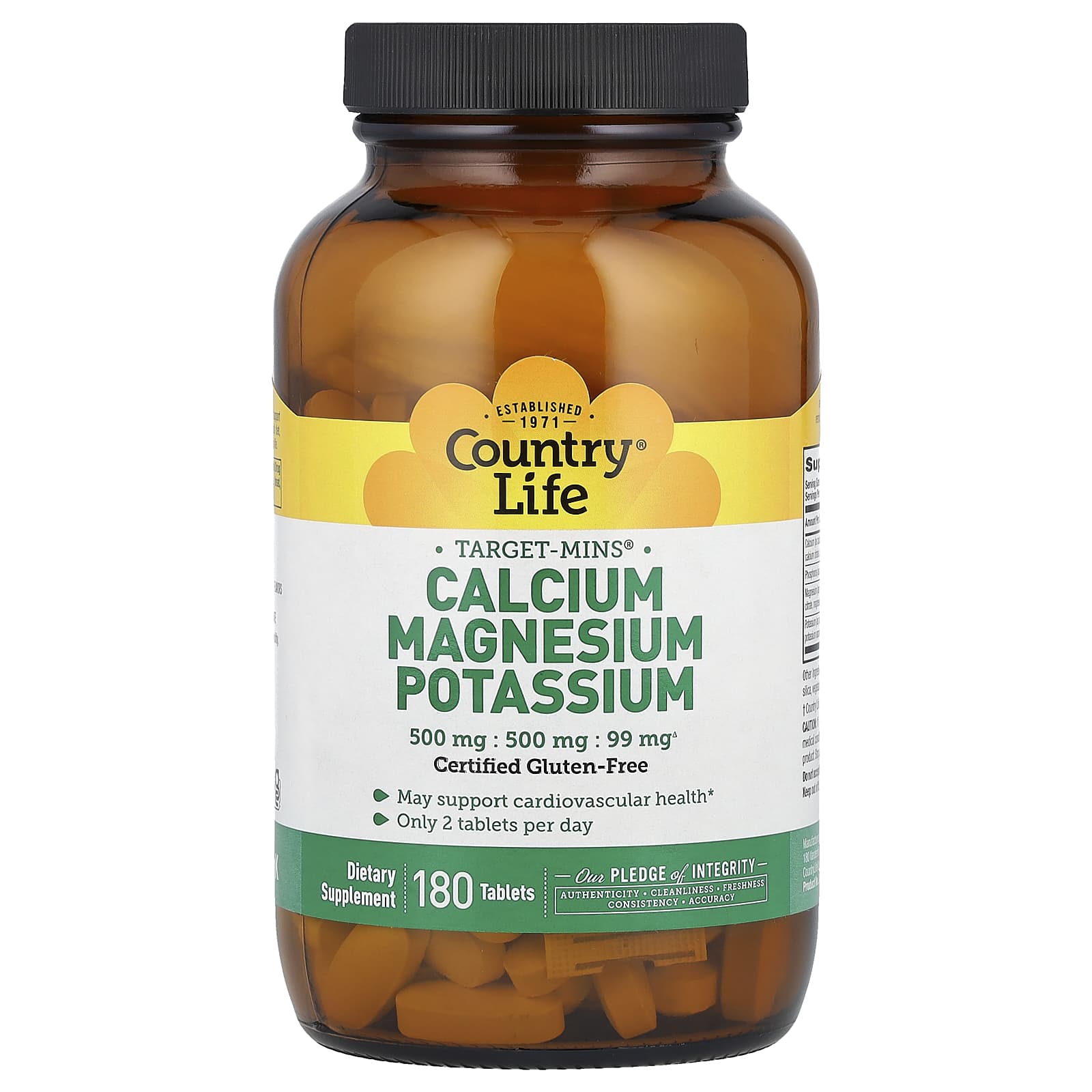 Country Life Target-Mins Calcium, Magnesium, Potassium Supplement, 180 Tablets - Image 1