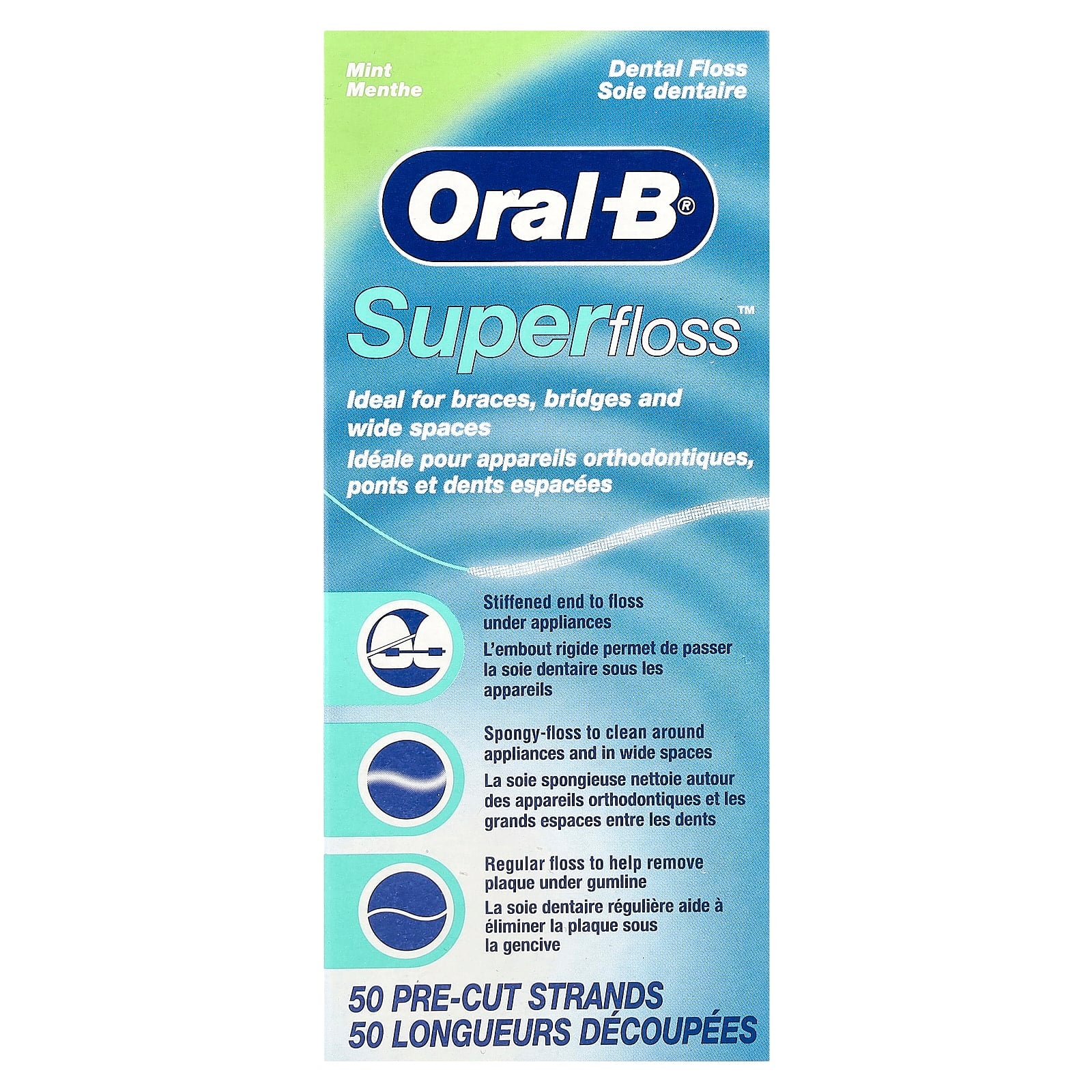 Oral-B, Super Floss™, Mint, 50 Pre-Cut Strands - Image 1