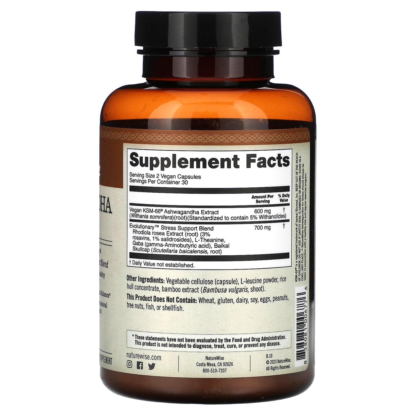 NatureWise, Ashwagandha for Stress, 60 Vegan Capsules - Image 2