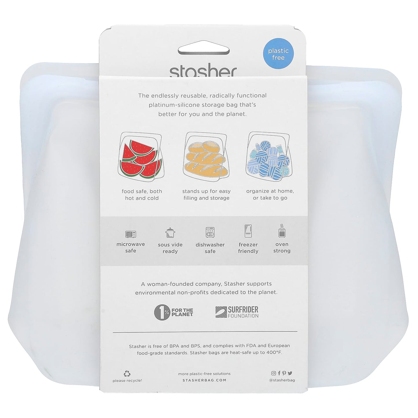 Stasher, Stand-Up Mega, Silicon Storage Bag, Clear, 104 fl oz (3.07 L) - Image 2
