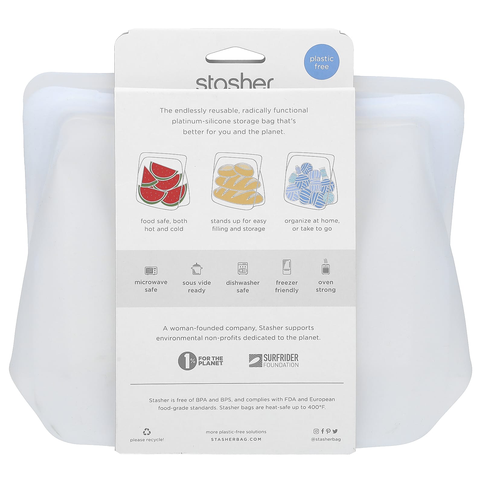 Stasher, Stand-Up Mega, Silicon Storage Bag, Clear, 104 fl oz (3.07 L) - Image 2