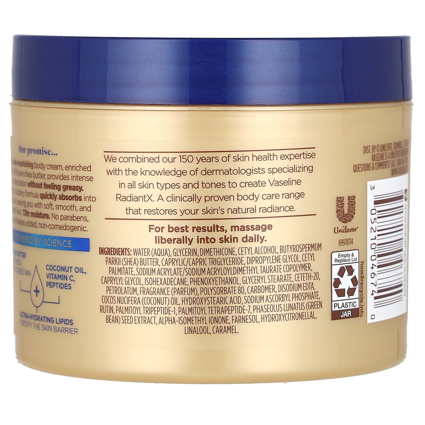 Vaseline, RadiantX, Deep Nourishment Body Cream, 10 oz (283 g) - Image 2
