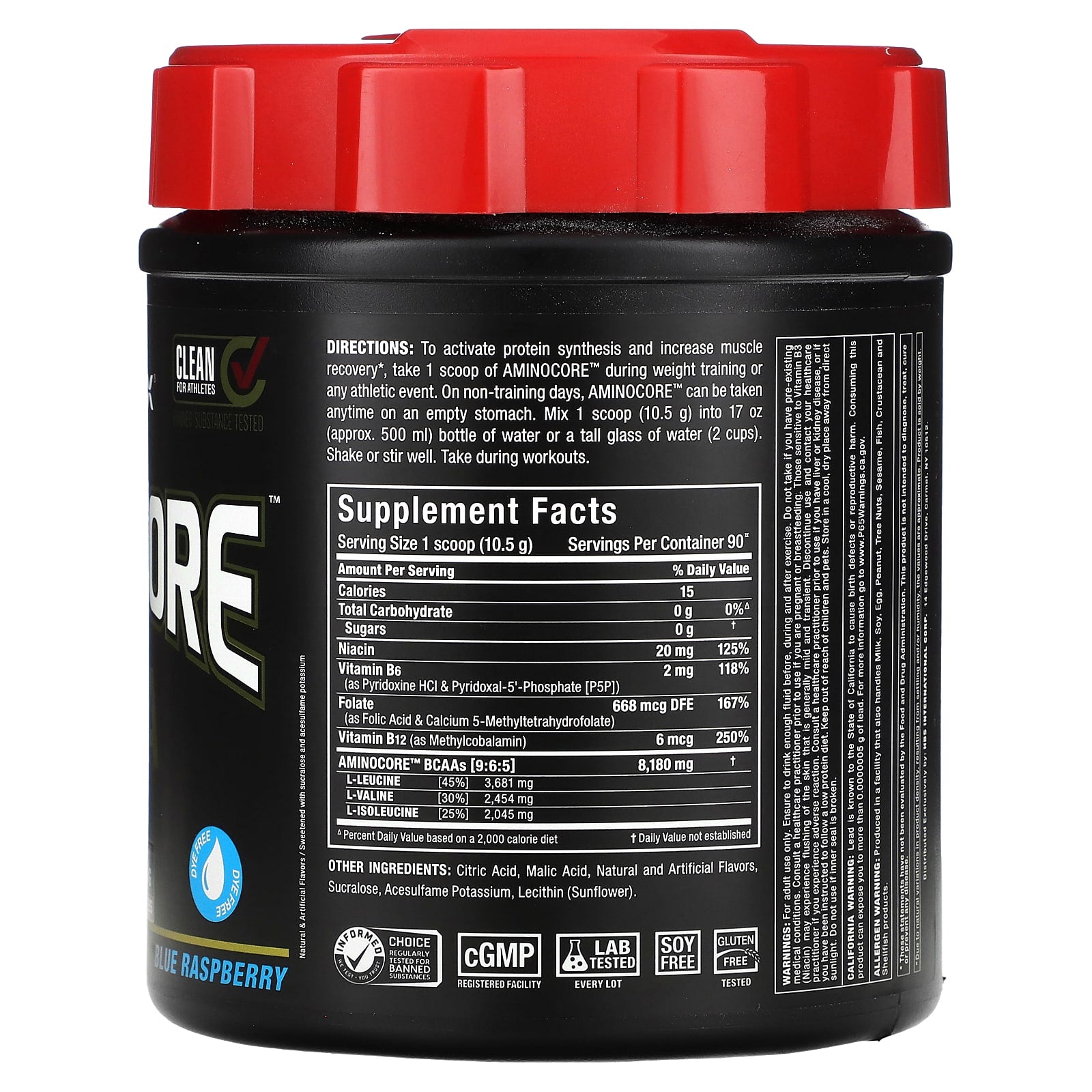 ALLMAX AMINOCORE BCAA, Blue Raspberry, 2.1 lbs (945g) for Muscle Recovery - Image 2