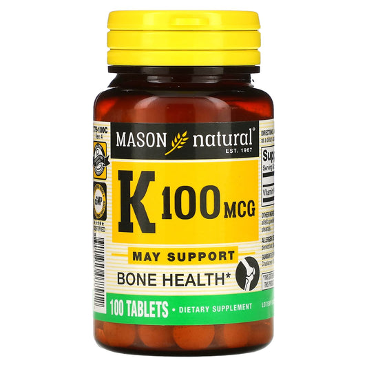 Mason Natural, Vitamin K, 100 mcg, 100 Tablets - Image 1