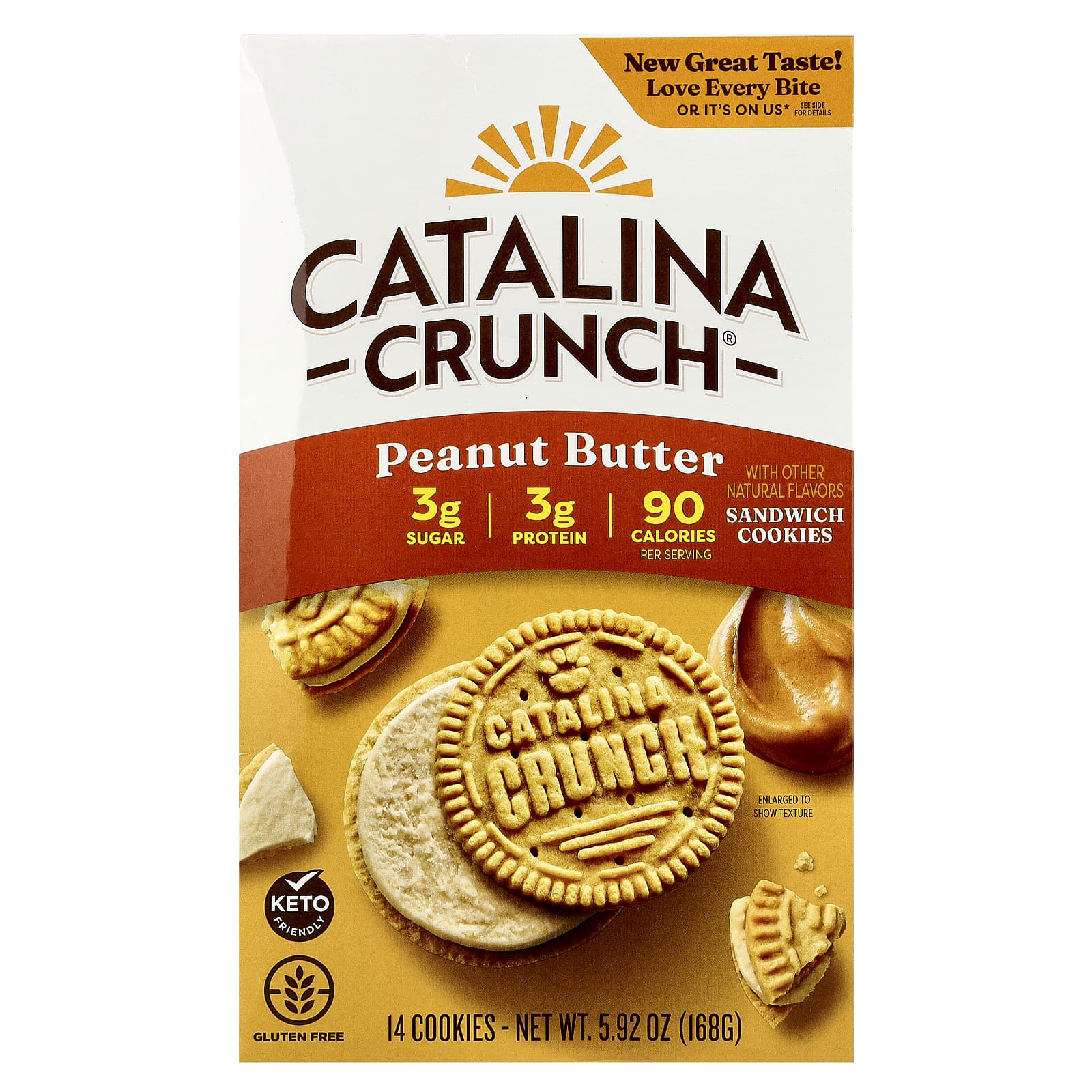 Keto Friendly Peanut Butter Sandwich Cookies by Catalina Crunch - 14 Cookies, 5.92 oz - Image 1