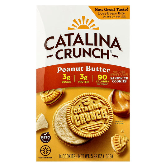 Keto Friendly Peanut Butter Sandwich Cookies by Catalina Crunch - 14 Cookies, 5.92 oz - Image 1