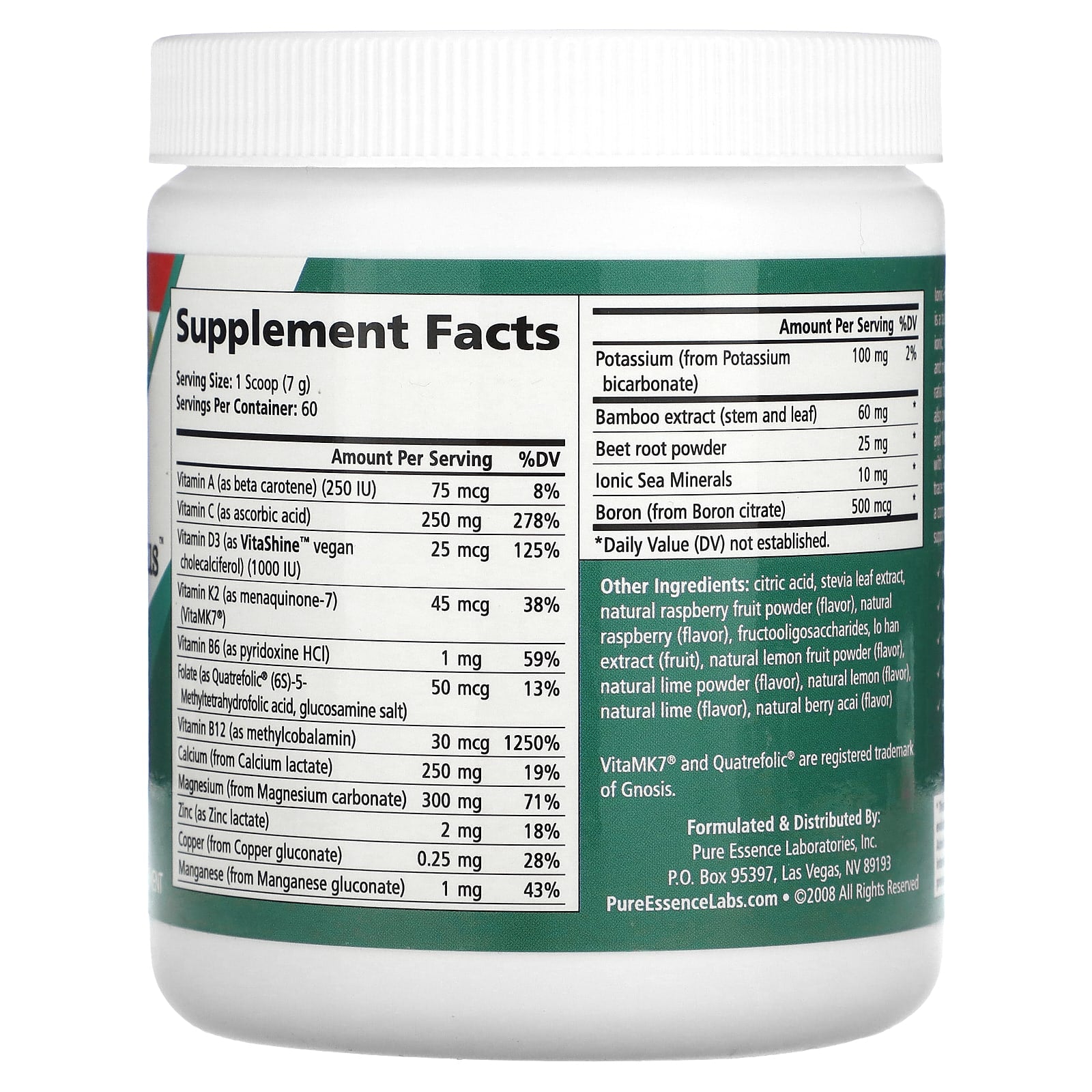 Pure Essence, Ionic-Fizz, Super D-K Calcium Plus, Raspberry Lemonade, 14.82 oz (420 g) - Image 2