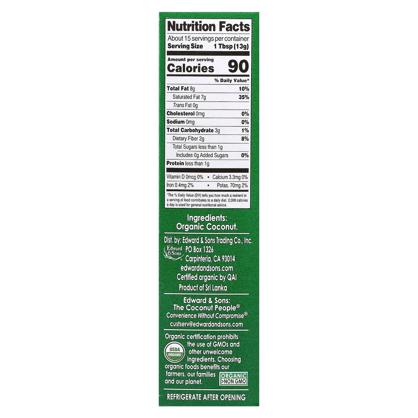 Edward & Sons, Let's Do Organic®, Organic Creamed Coconut, Unsweetened, 7 oz (200 g)