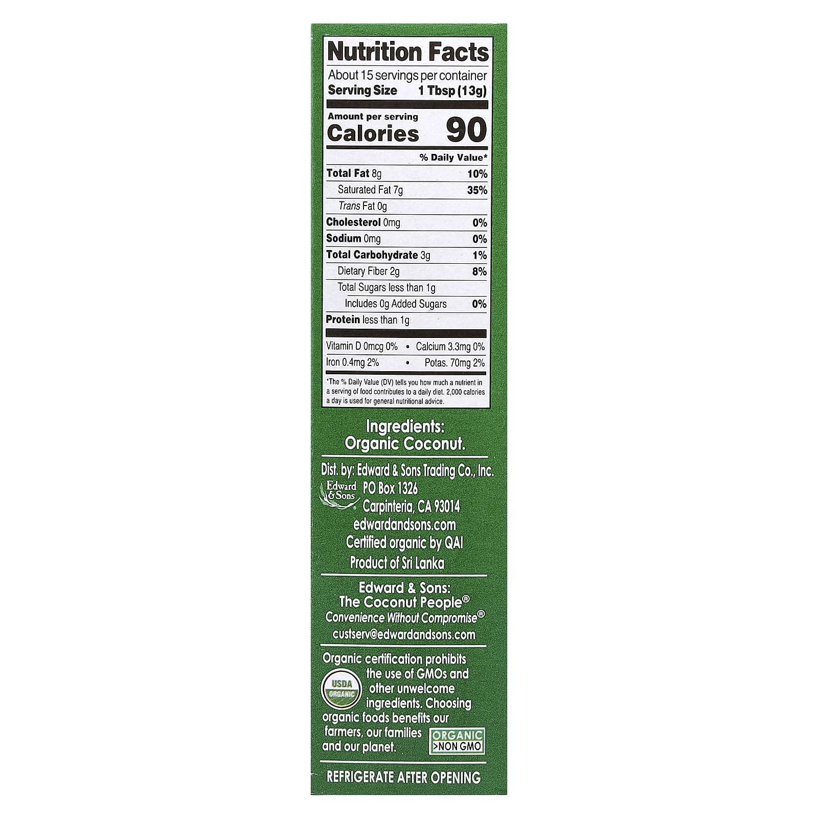 Edward & Sons, Let's Do Organic®, Organic Creamed Coconut, Unsweetened, 7 oz (200 g)