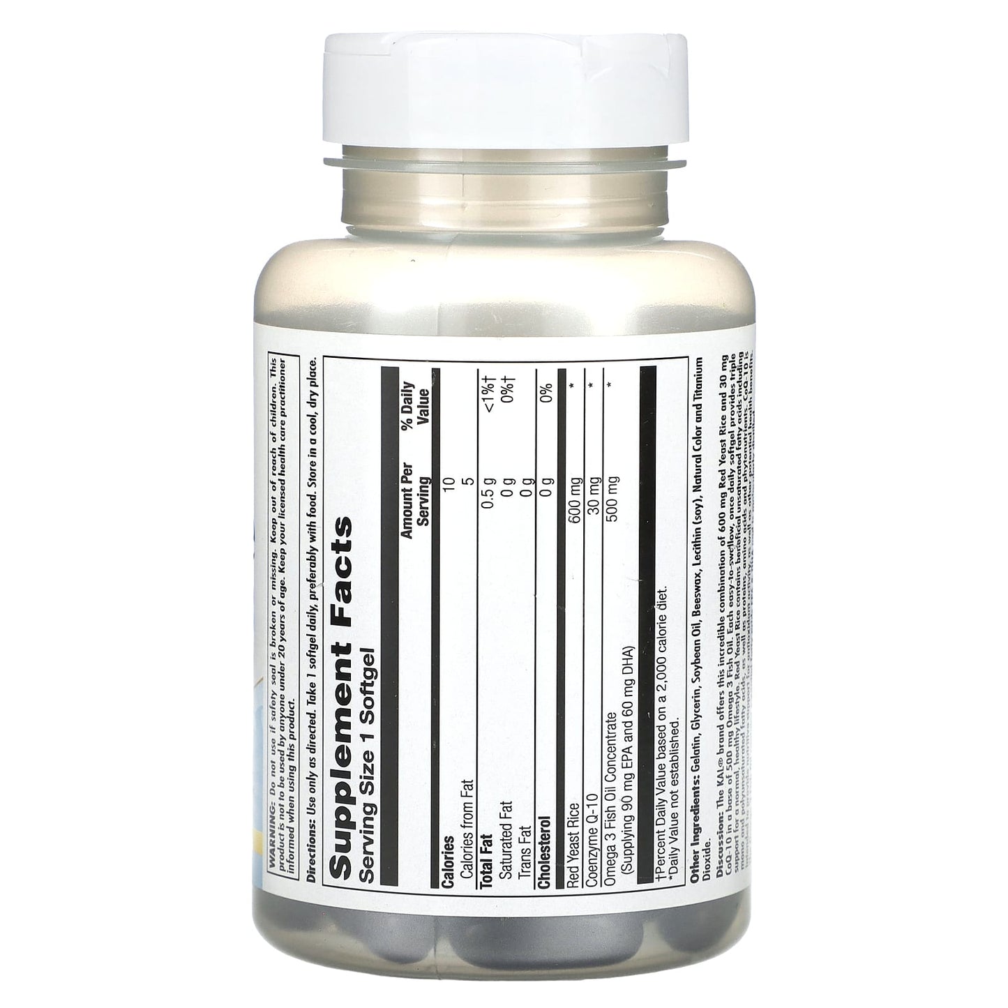 KAL, Red Yeast Rice, CoQ-10, Omega 3, 60 Softgels - Image 2