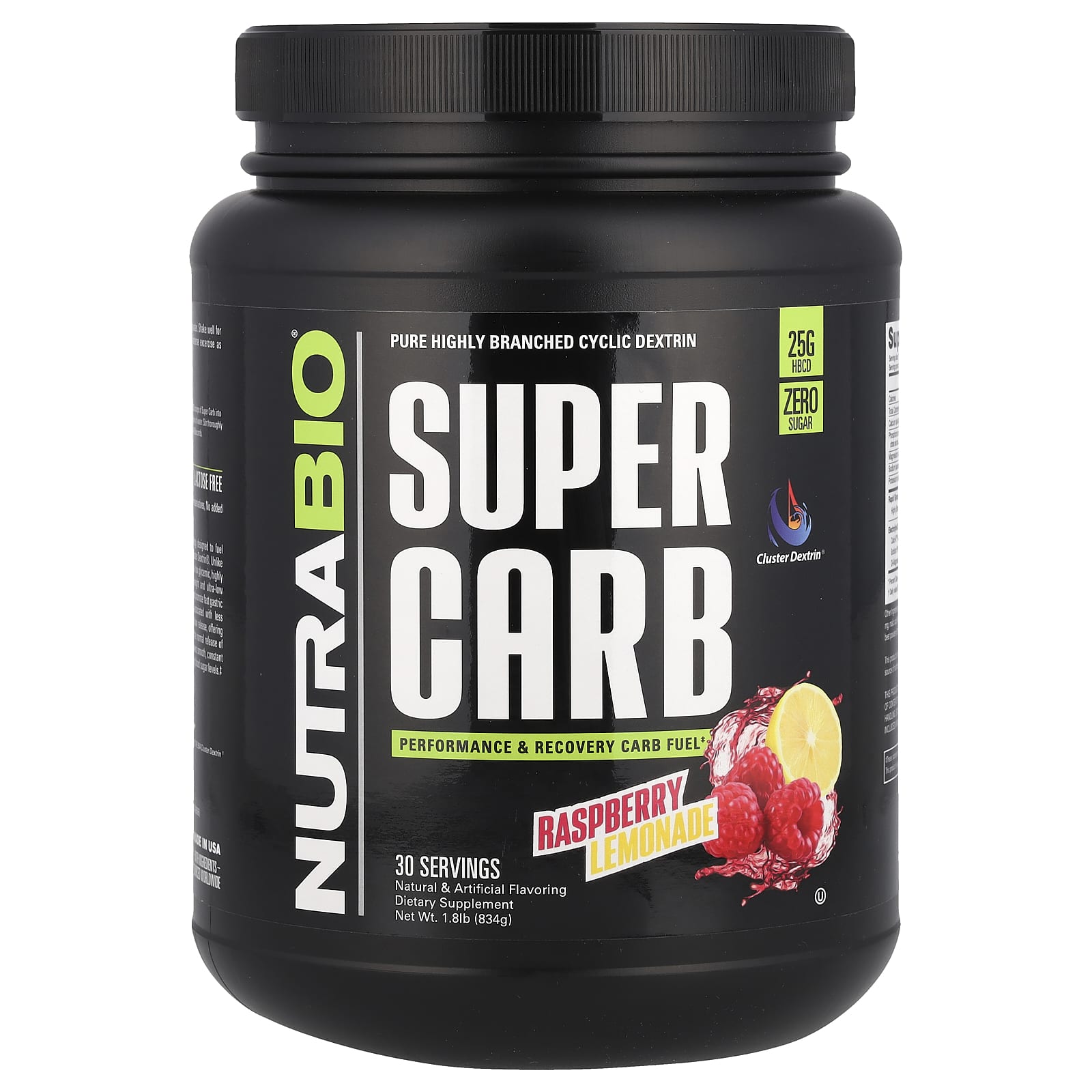 NutraBio, Super Carb, Raspberry Lemonade, 1.8 lb (834 g) - Image 1