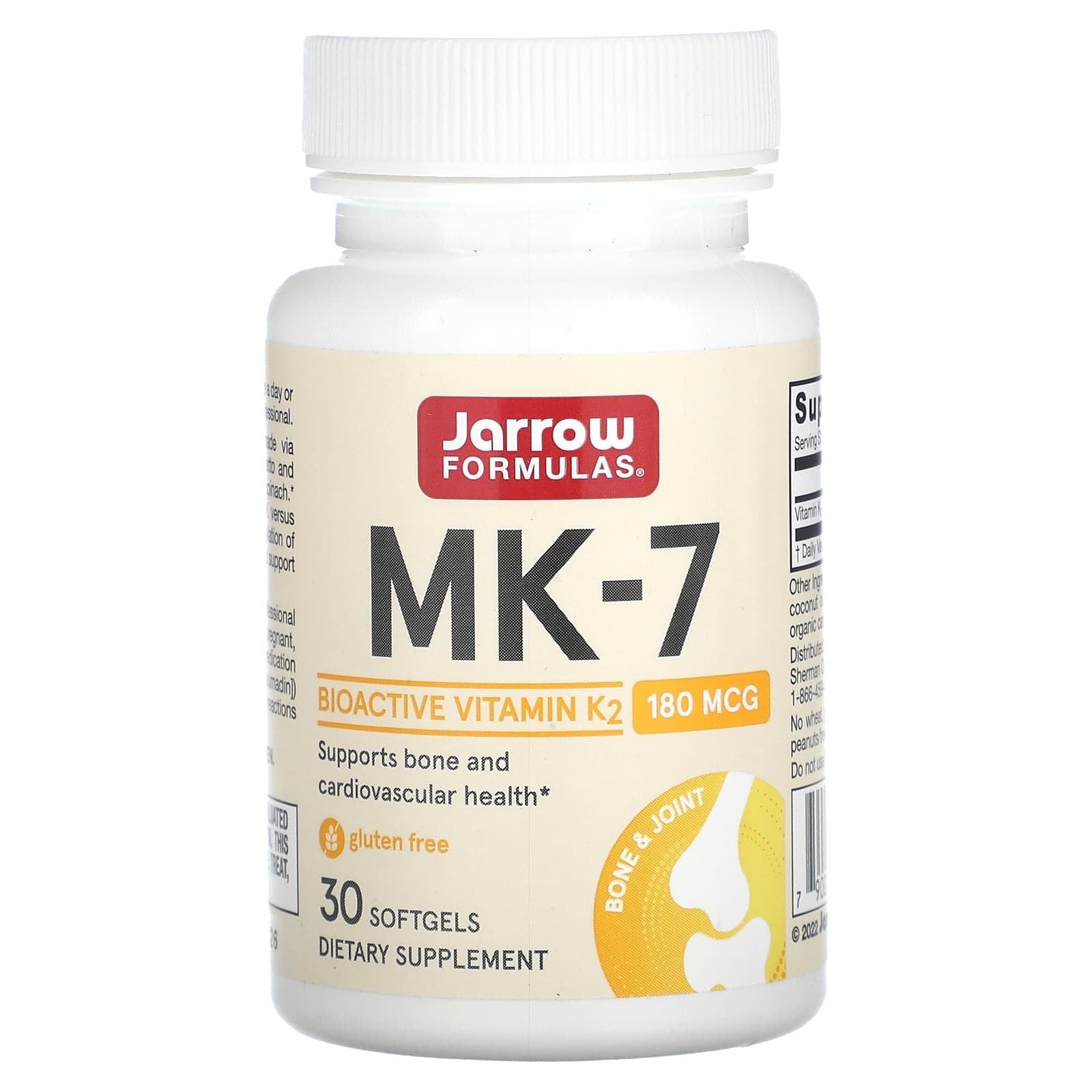 Jarrow Formulas MK-7 Vitamin K2 Supplement, 180 mcg, 30 Softgels - Image 1