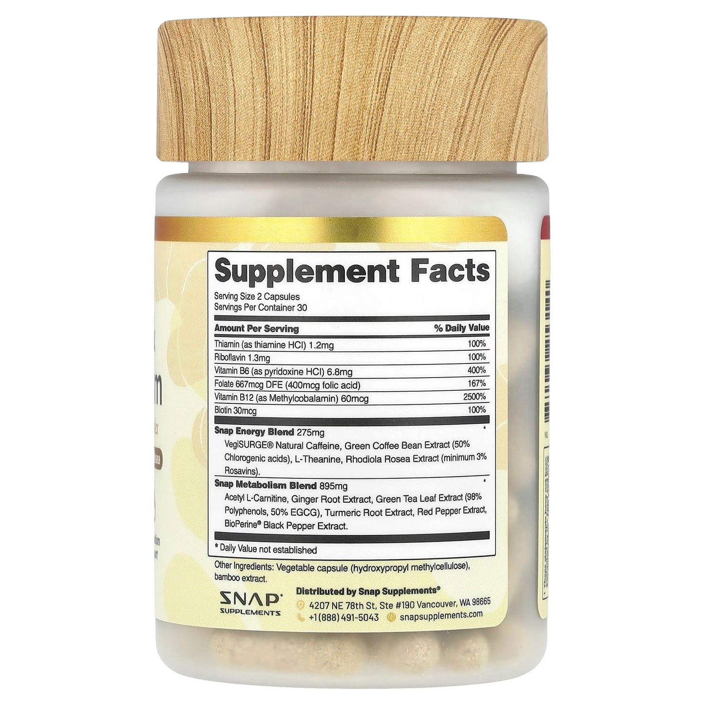 Snap Supplements, Energy & Metabolism, 60 Capsules - Image 2