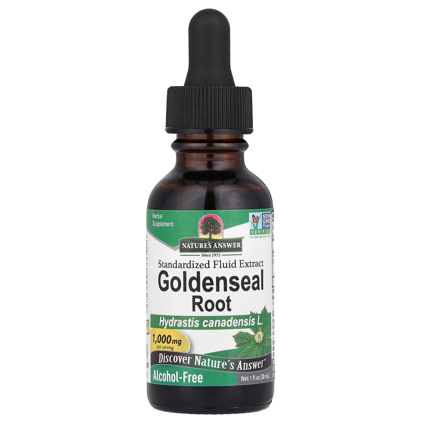 Nature's Answer, Goldenseal Root, Standardized Fluid Extract, Alcohol-Free, 1,000 mg, 1 fl oz (30 ml) - Image 1