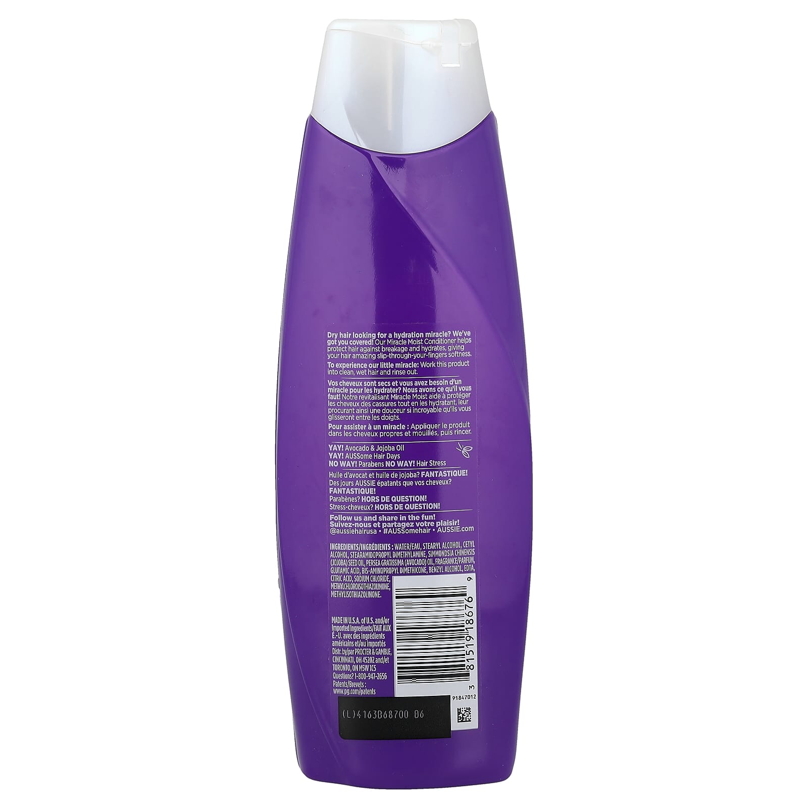 Aussie Miracle Moist Conditioner with Avocado & Jojoba Oil, 12.1 fl oz - Image 2