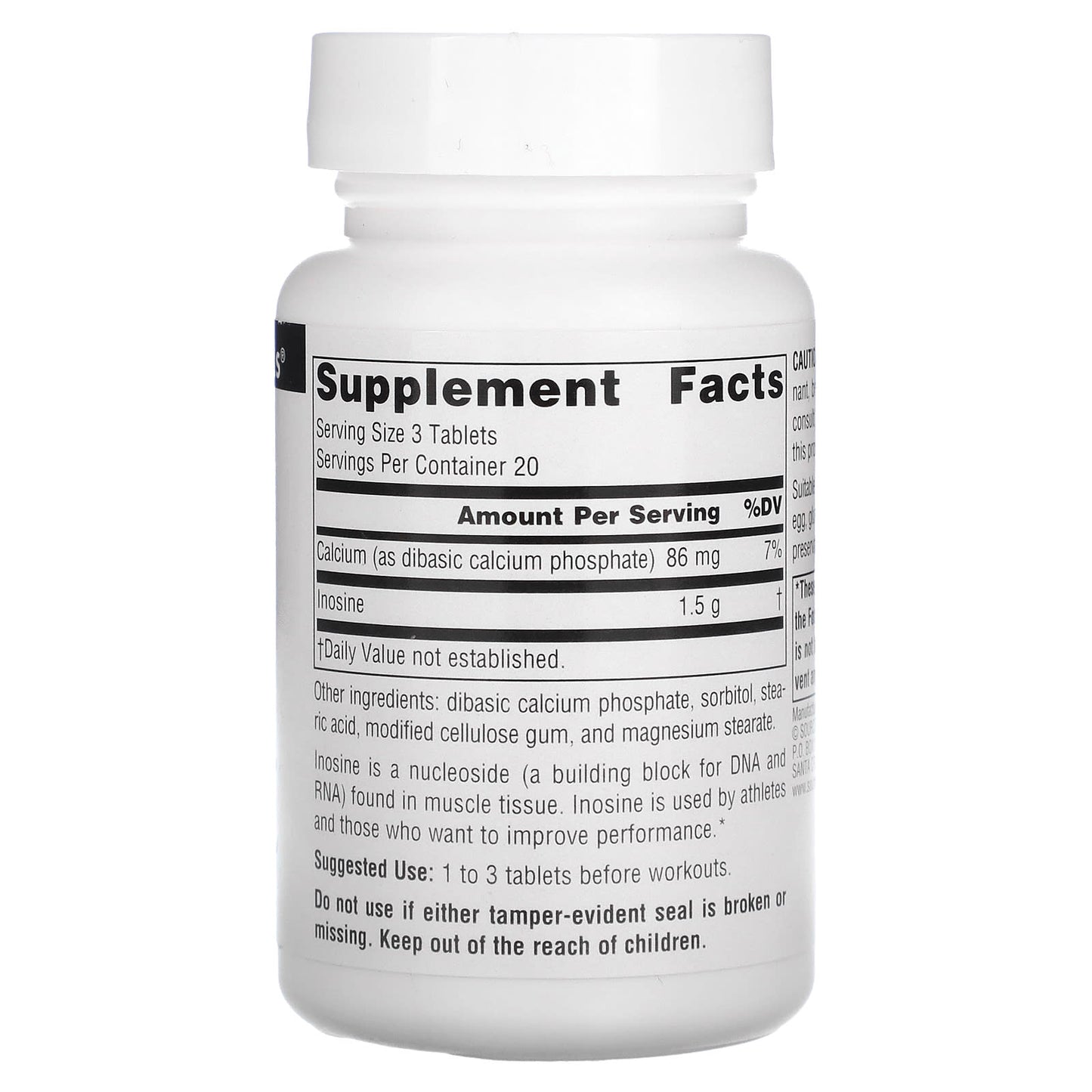 Source Naturals, Athletic Series, Inosine, 500 mg, 60 Tablets - Image 2