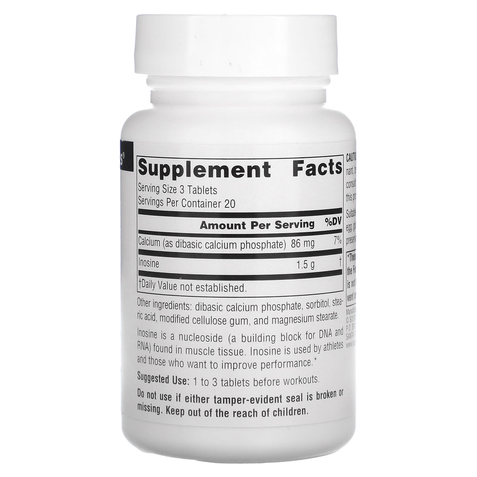 Source Naturals, Athletic Series, Inosine, 500 mg, 60 Tablets - Image 2