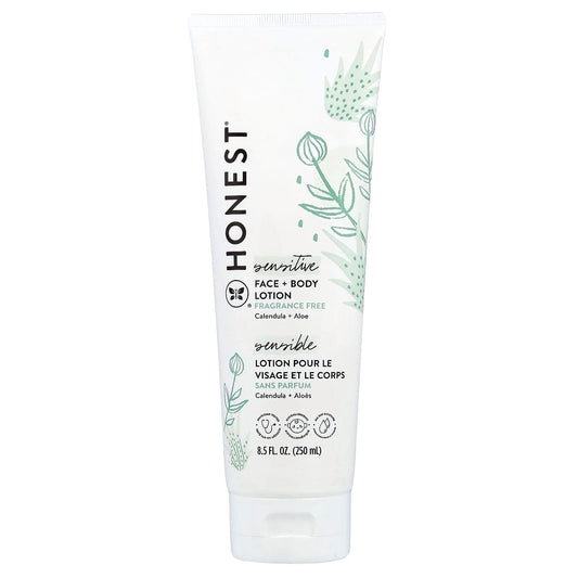 The Honest Company, Sensitive, Face + Body Lotion, Fragrance Free, 8.5 fl oz (250 ml) - Image 1