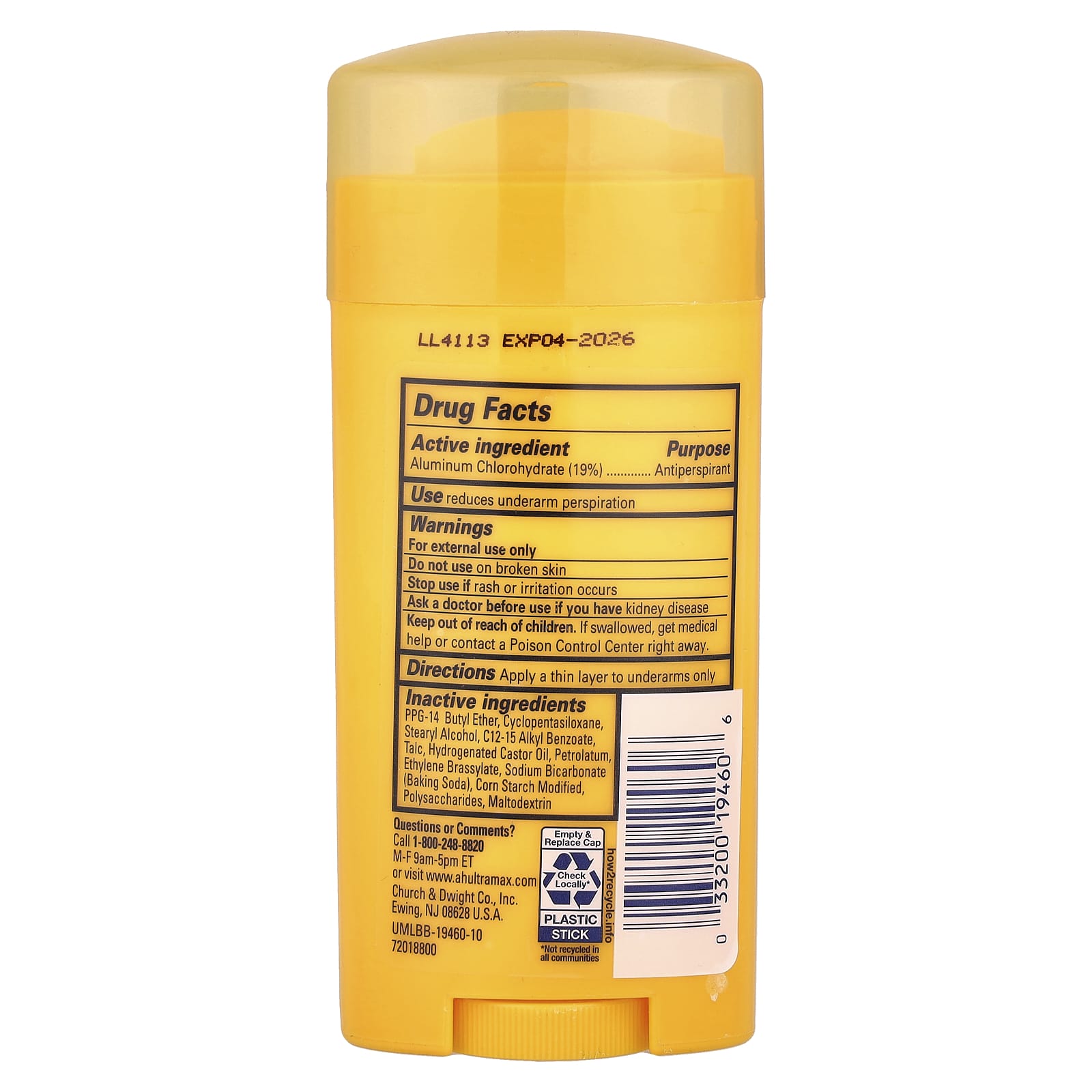 Arm & Hammer UltraMax Unscented Antiperspirant Deodorant, 2.6 oz - Image 2