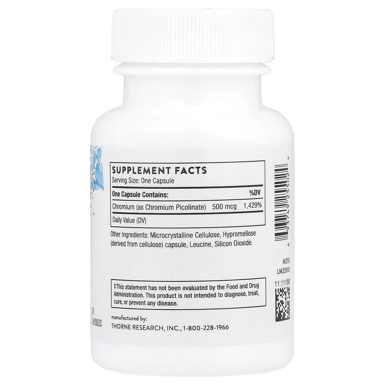 Thorne, Chromium Picolinate, 60 Capsules (500 mcg per Capsule)