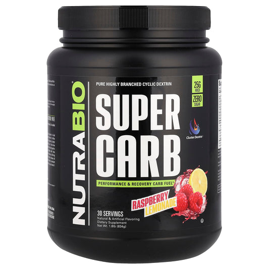 NutraBio, Super Carb, Raspberry Lemonade, 1.8 lb (834 g) - Image 1