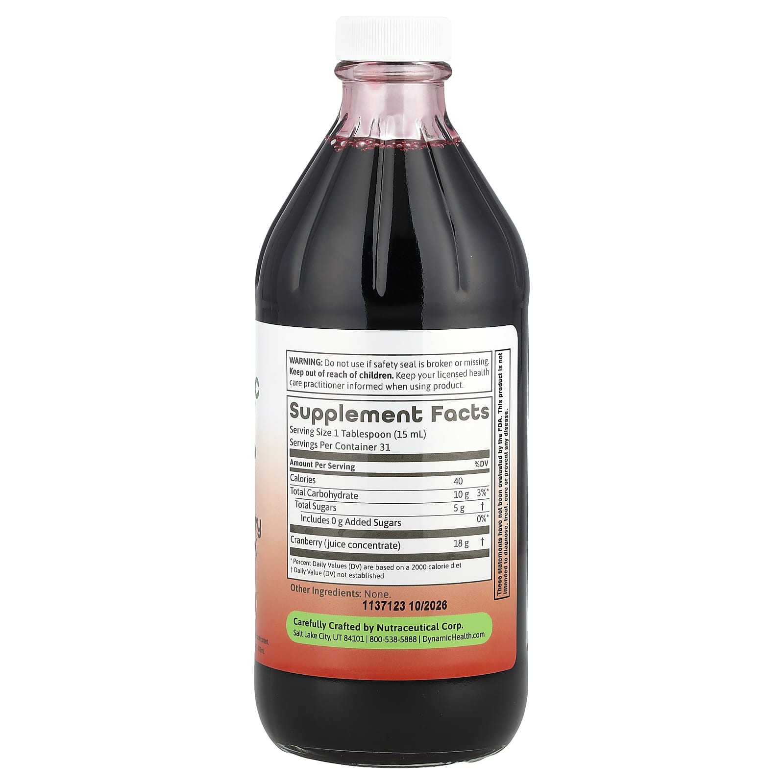 Cranberry Ultra 6X Concentrate | 16 fl oz | No Added Sugar | Dynamic Health - Image 2